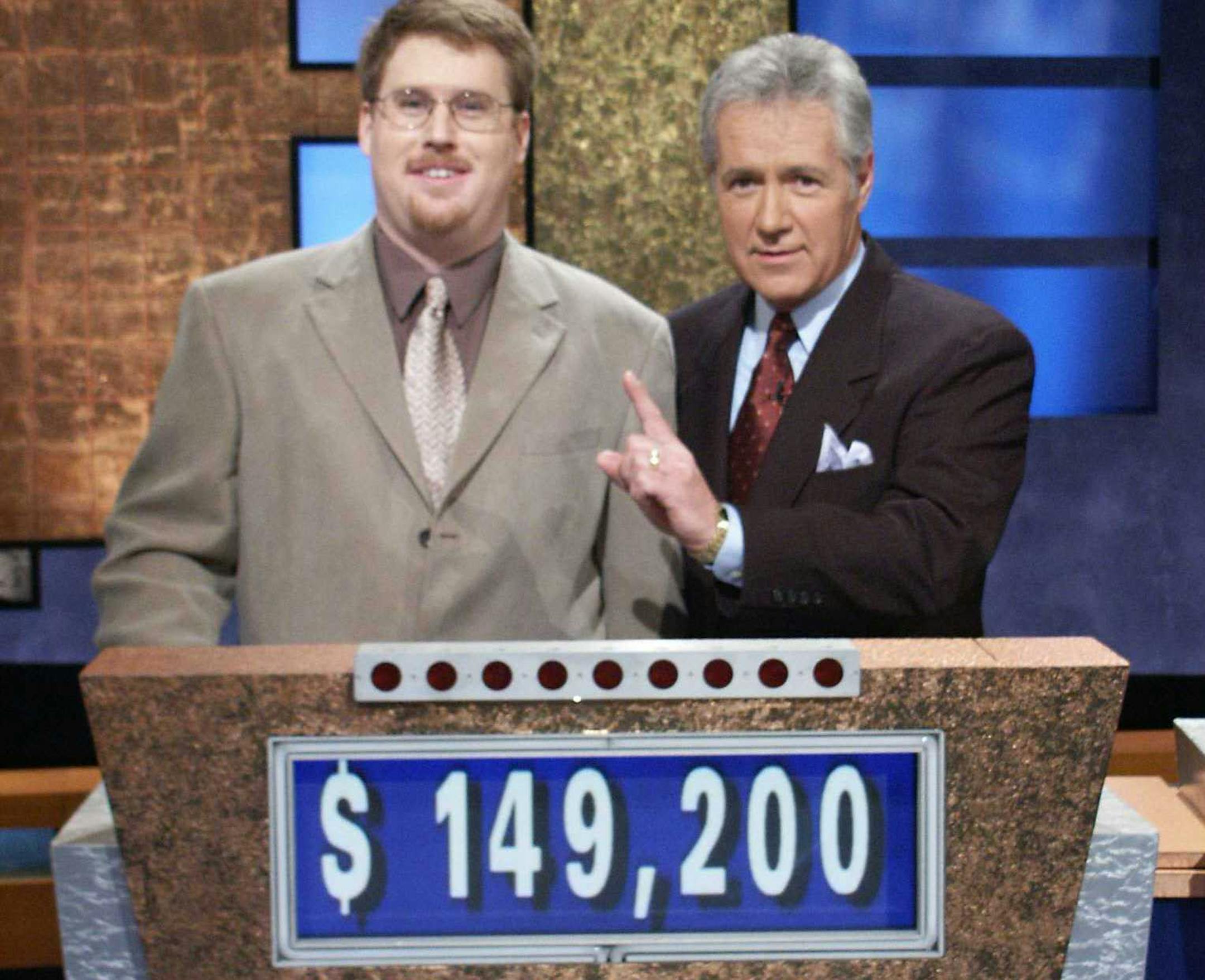 Question: Who is the biggest winner ever on ``Jeopardy!'' Brian Weikle set a new five-day record on Thursday's episode, taking home $149,200 and a new Jaguar. Brian Weikle with host Alex Trebek.