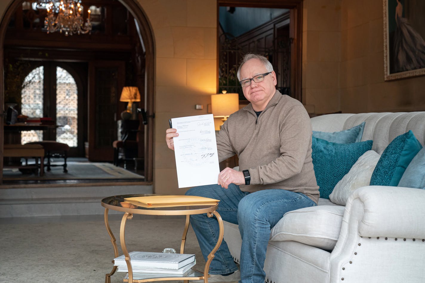 Minnesota Gov. Tim Walz signed a bill Saturday morning allocating $330 million in COVID-19 aid passed by the state legislature on March 26. Governor Walz is under a fourteen day quarantine and is working from the Governor's Residence in St. Paul.