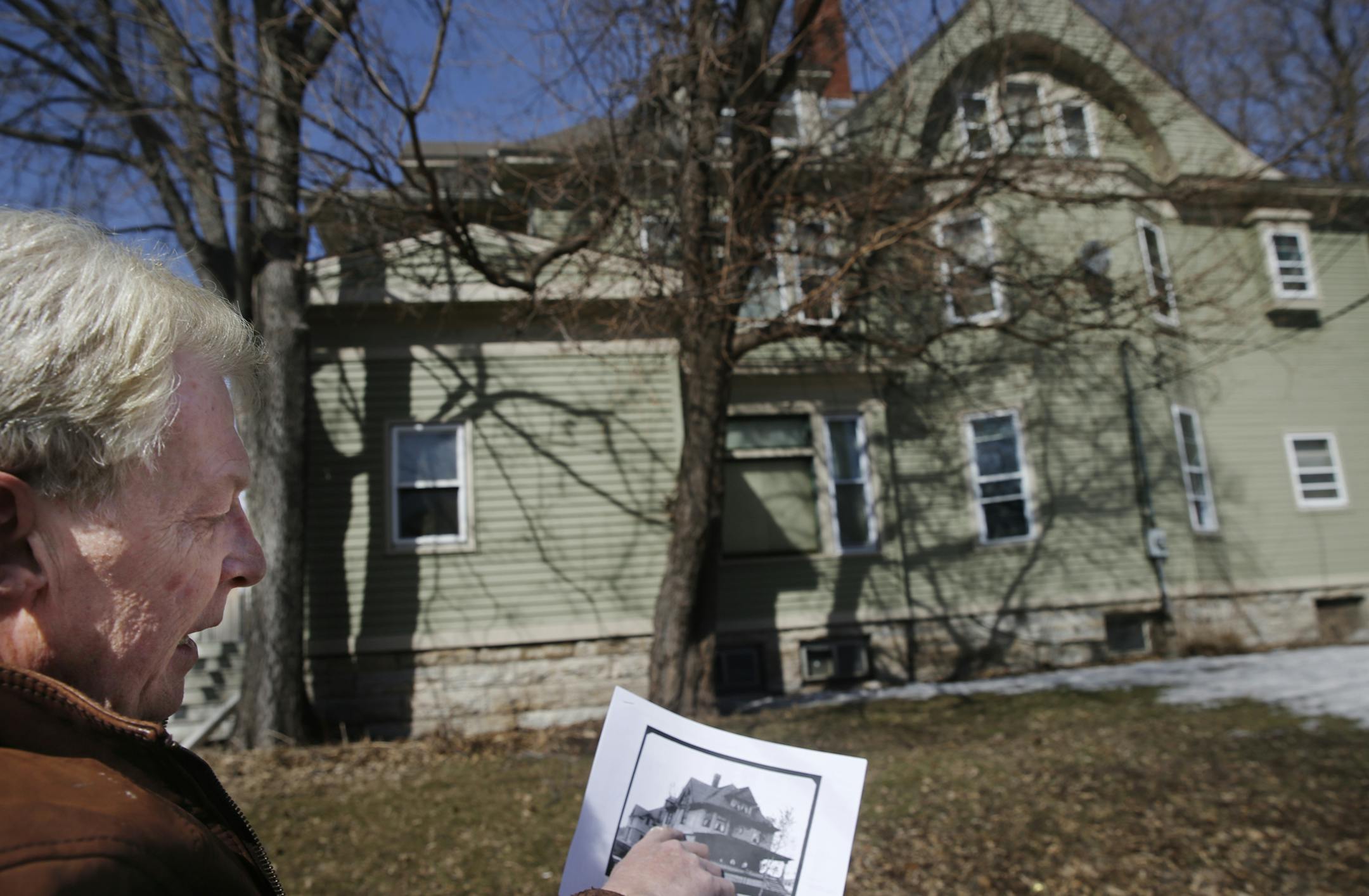 Owner Michael Crow has submitted a proposal to tear down an Uptown home to make way for a 44-unit apartment building. He pointed out that there are few details left that would make it a good example of a master builder T.P. Healy home, of which there are 140 left. For exampe, tlhe original front porch is long gone. Historic preservation advocates say the building should be saved.]richard.tsong-taatarii/rtsong-taatarii@startribune.com