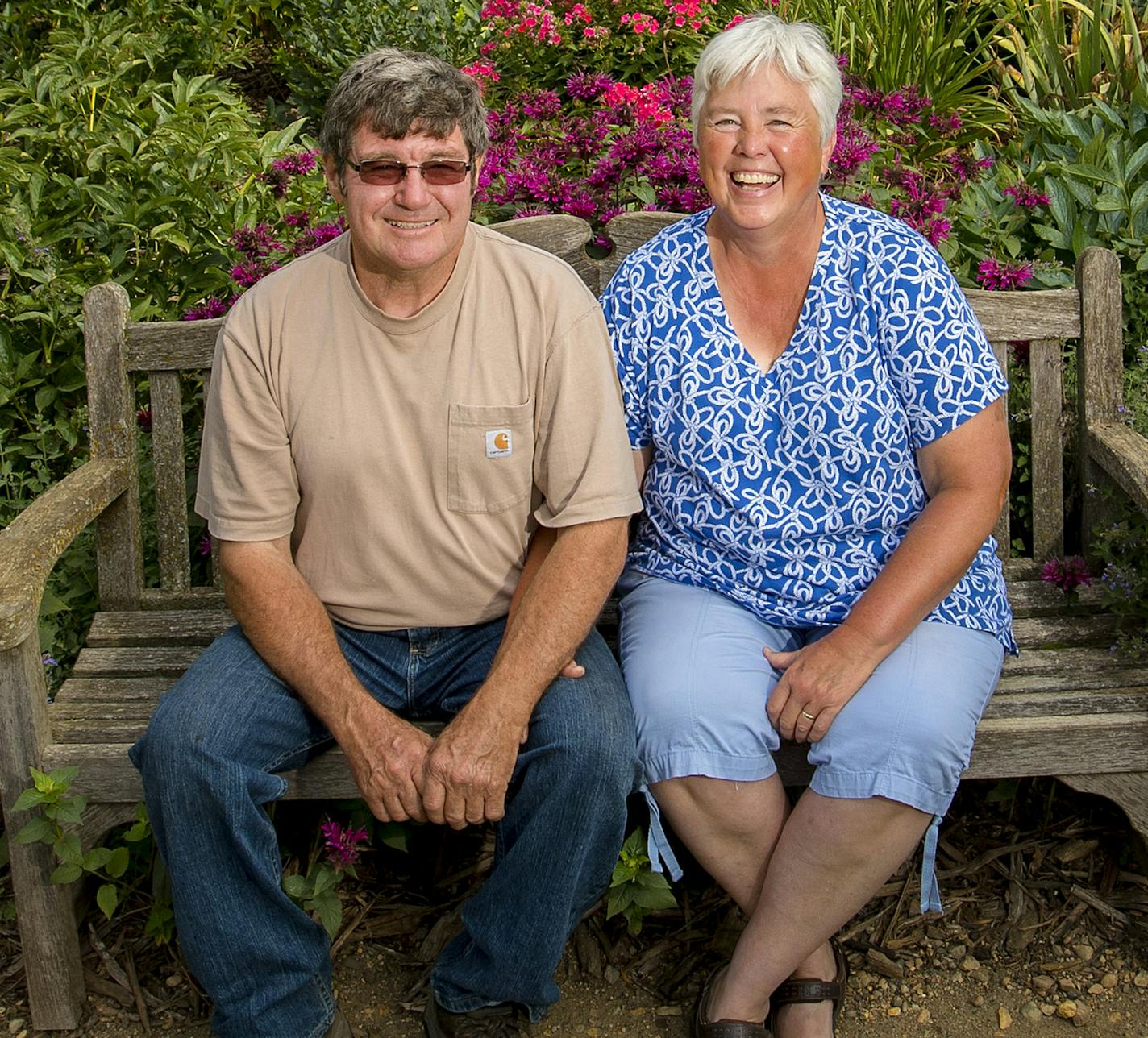 Brad and Debbie Young photographed in the garden of their rural Cokato home. ] CARLOS GONZALEZ &#xef; cgonzalez@startribune.com - July 25, 2017, Cokato, MN, Debbie and Brad Young Garden at the Cokato Home,