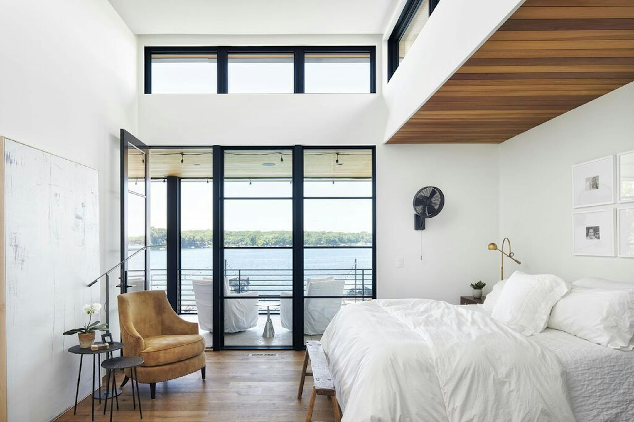 The bedroom in the owners' suite,
