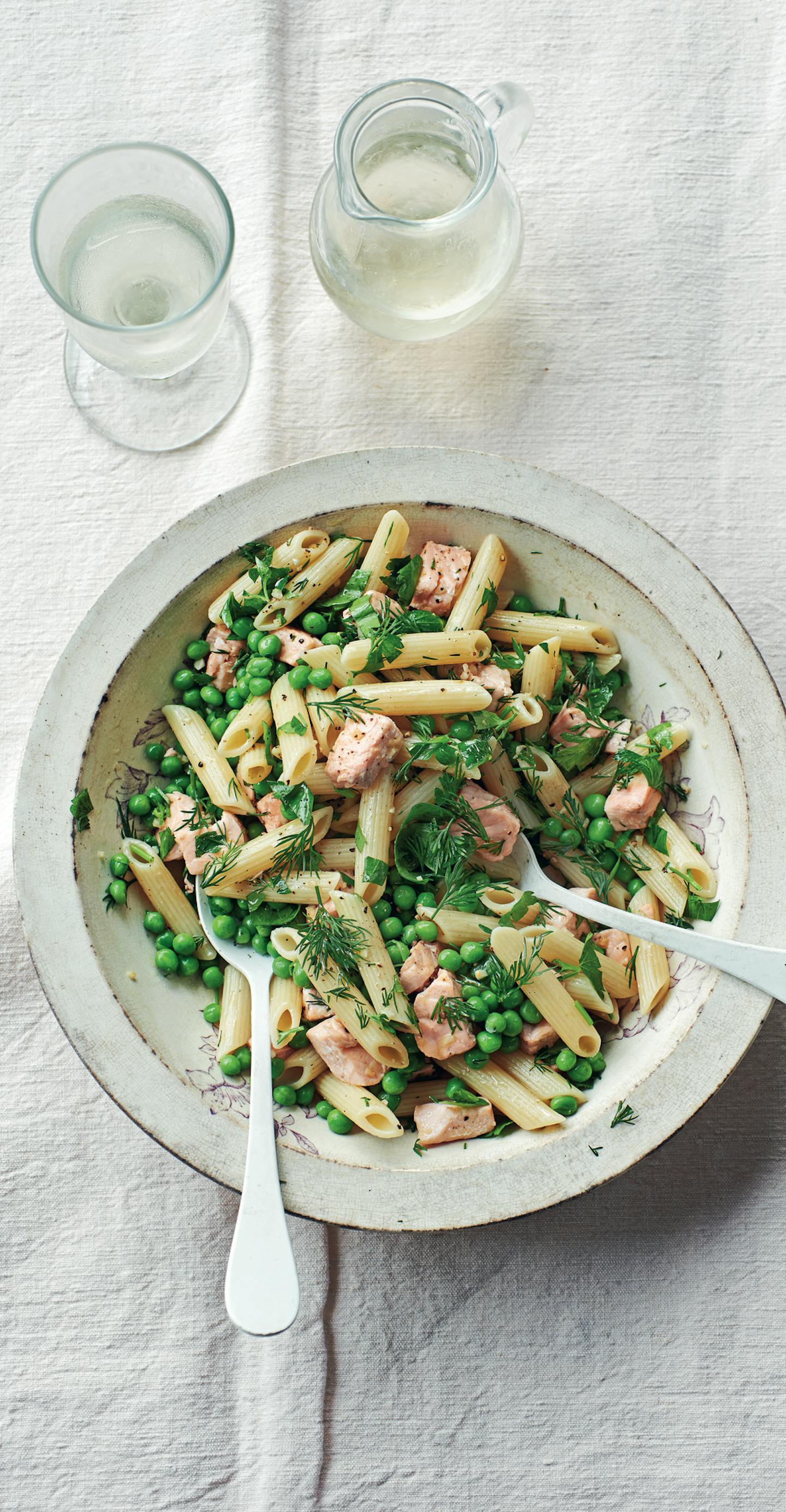 Penne with Fresh Salmon & Garden Peas