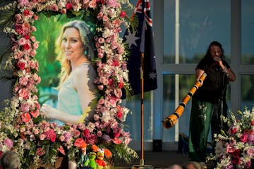 Johanna Morrow was one of two musicians to play the didgeridoo during Justine Damond's memorial ceremony Friday night.