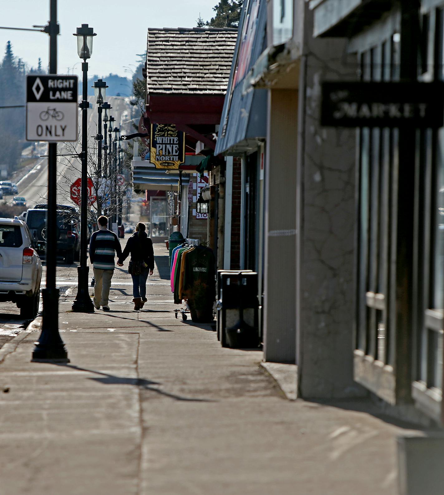 Grand Marais residents depend highly on the tourism industry. The main drag is lined with art shops and small restaurants, Sunday, April 27, 2014 in Grand Marais, MN. ] (ELIZABETH FLORES/STAR TRIBUNE) ELIZABETH FLORES &#x2022; eflores@startribune.com