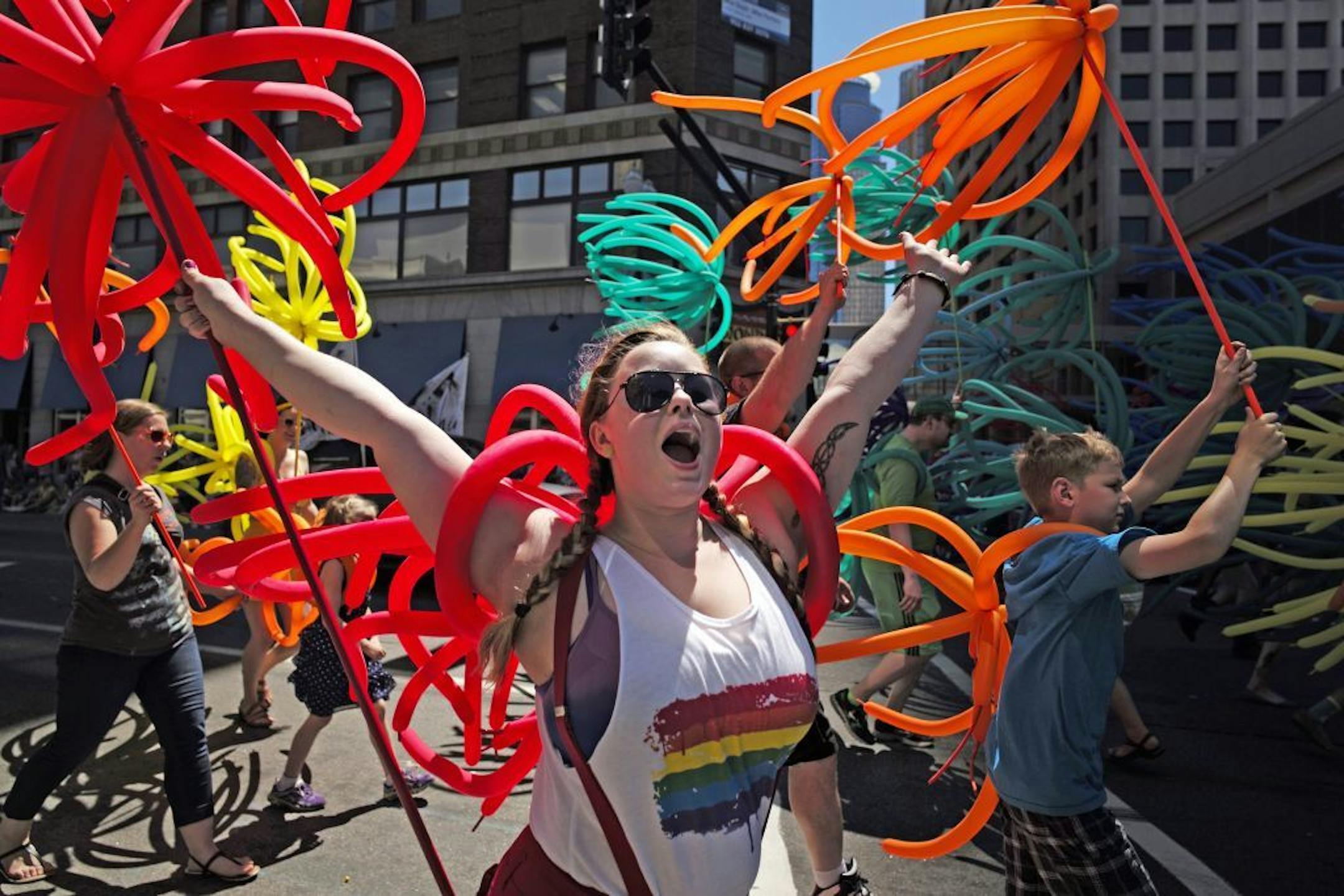 At the 2014 Pride Parade in downtown Minneapolis, Tiffany Ashmead walked with friends.
