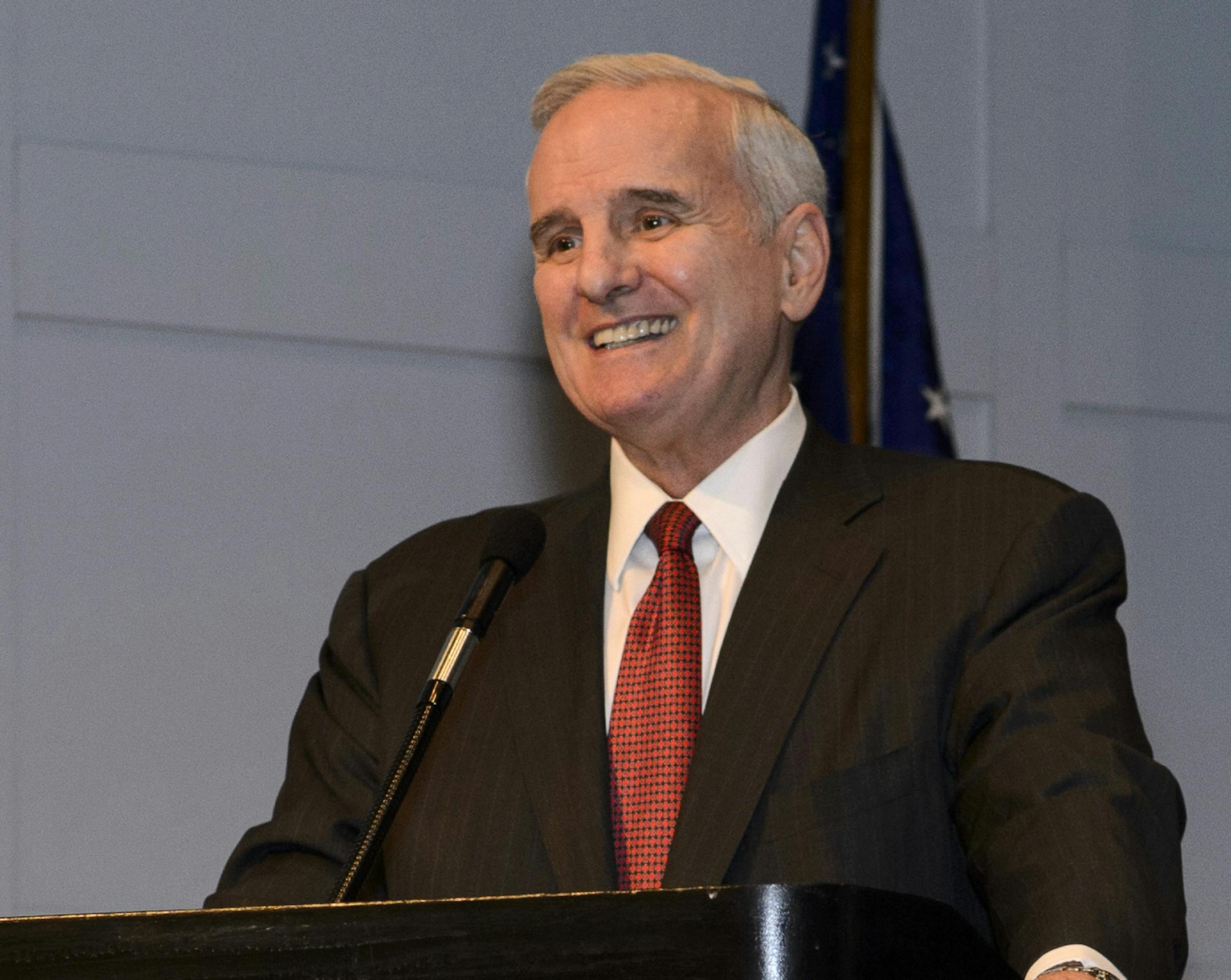Christopher Mitchell / Special to the Star Tribune Gov. Mark Dayton speaks at the 2015 Minnesota Girls and Women in Sports Day event at the Minnesota History Center in St. Paul.
