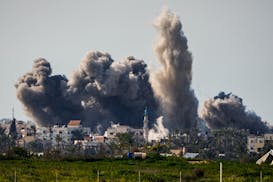 Smoke and explosion following an Israeli bombardment inside the Gaza Strip, as seen from southern Israel, on Feb. 11, 2024. The latest proposal for a 