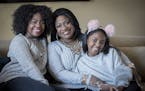 Paris Bennett, left, with her mother, Jamecia — who's co-starring as Glinda the Good Witch in "The Wiz" — and daughter, Egypt.