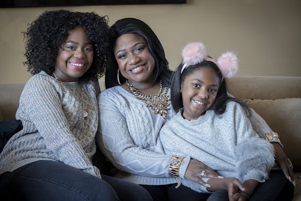 Paris Bennett, left, with her mother, Jamecia — who's co-starring as Glinda the Good Witch in "The Wiz" — and daughter, Egypt.