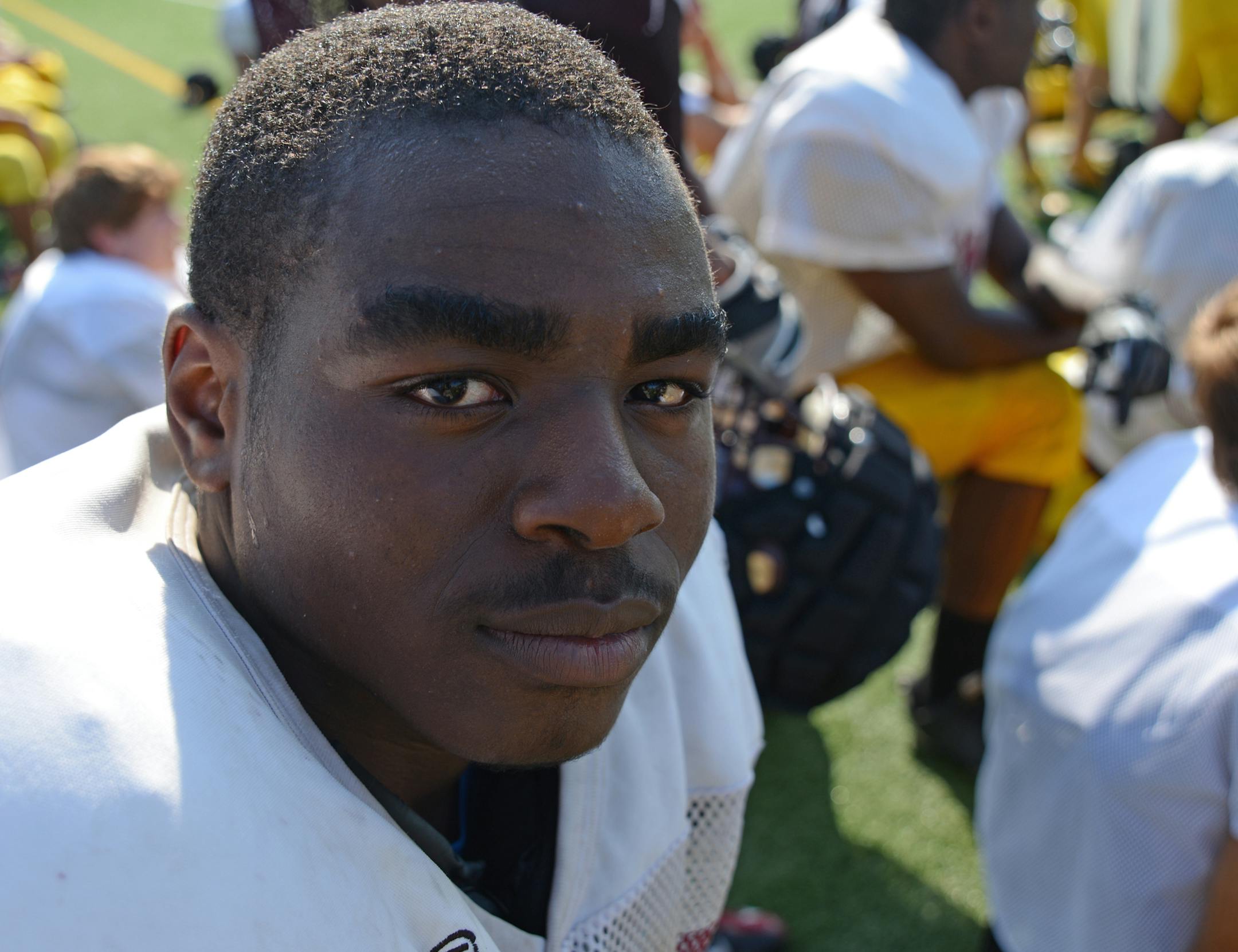 Irondale junior running back Victor James number 45 is a strong,smart and fast runner who should have a breakout season as the Knights' featured back.] Richard.Sennott@startribune.com Richard Sennott/Star Tribune Fridley, Minnesota Friday 8/16/13) ** (cq)