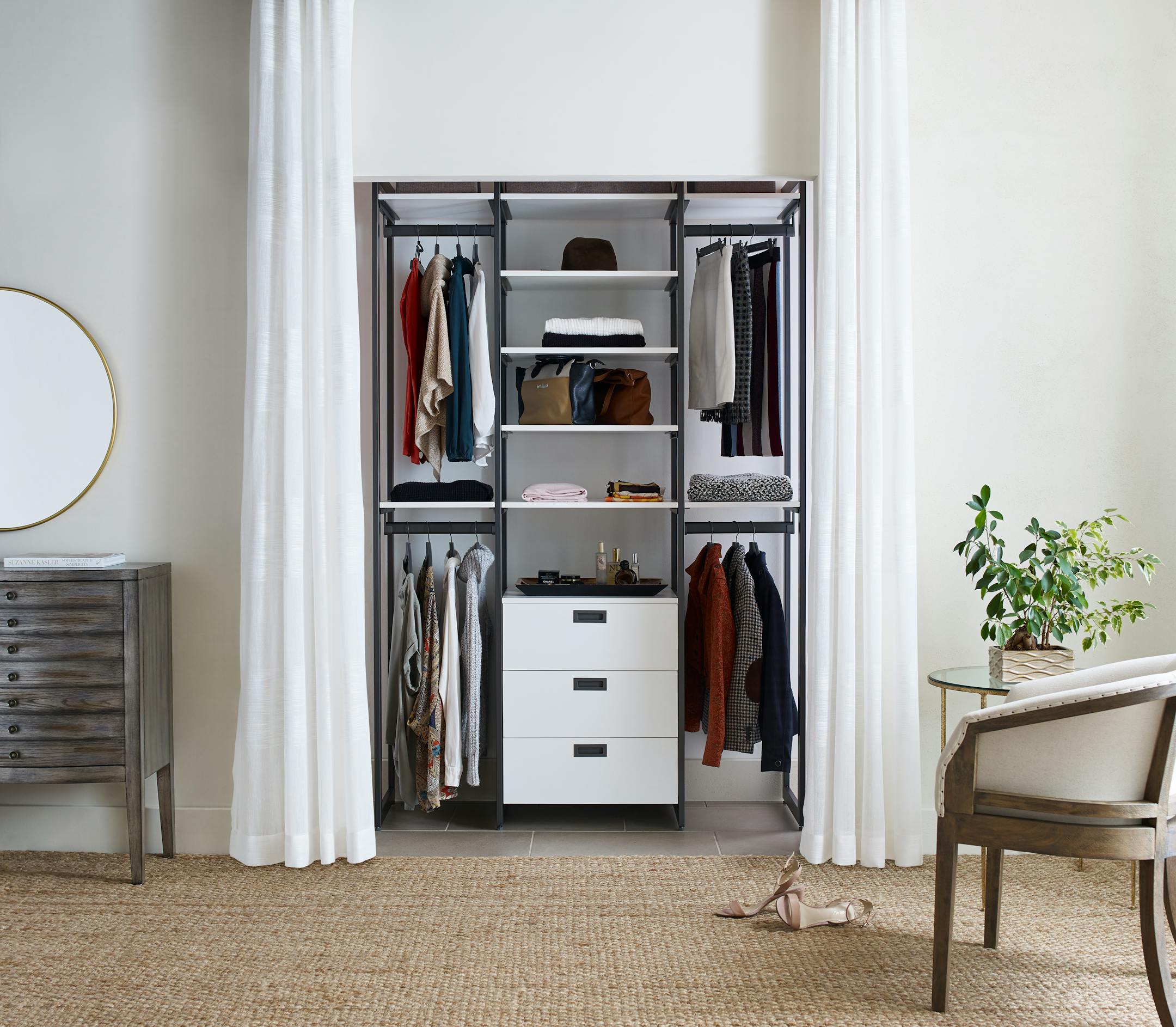 Adjustable closet systems like the Everyday System from California Closets can be moved and reconfigured easily as needs change. MUST CREDIT: California Closets
