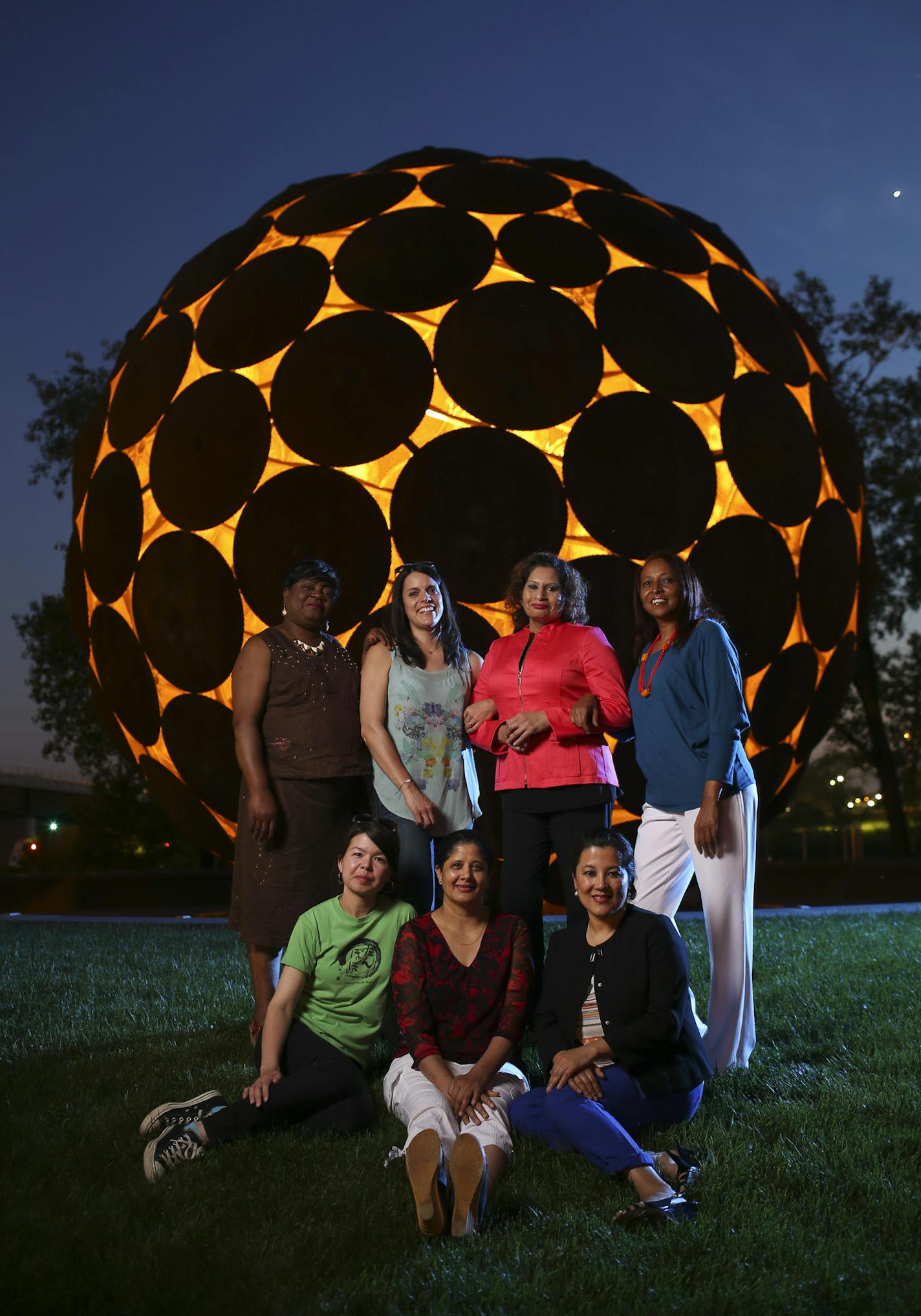 These immigrant women settled in the Twin Cities and opened restaurants. Front row (from left): Koshiki Yonemura of Tanpopo Noodle Shop and Sarala Kattel and Rashmi Bhattachan of Gorkha Palace. Back row, from left: Bea Karngar of City Afrique Restaurant, Emilie Cellai of Le Town Talk French Diner & Drinkery, Marla Jadoonanan of Marla&#x2019;s Caribbean Cuisine and Frewoini Haile of Flamingo Restaurant.