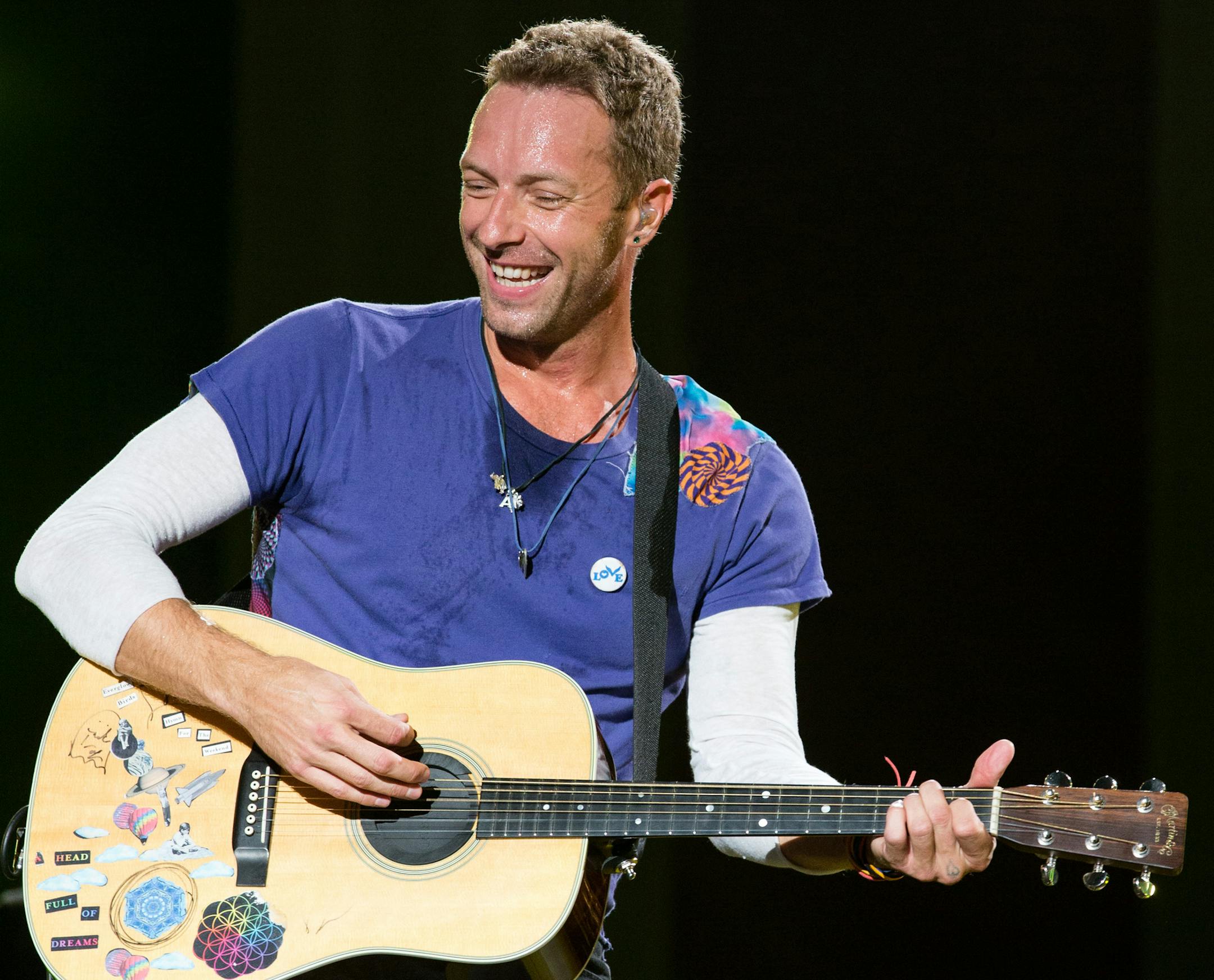 Chris Martin of Coldplay performs at The Budweiser Made In America Festival on Sunday, Sept. 4, 2016, in Philadelphia. (Photo by Michael Zorn/Invision/AP)