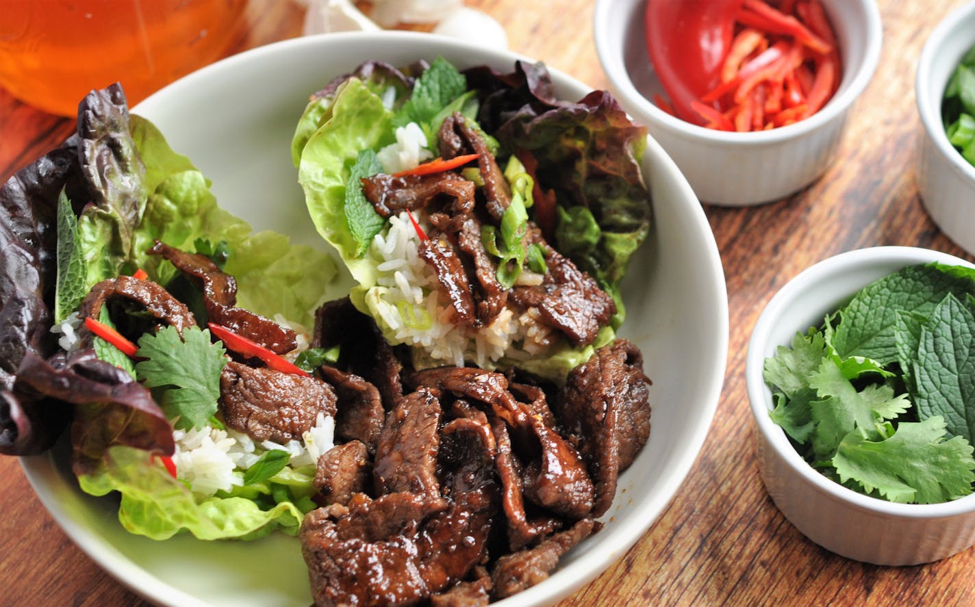 Honey Garlic Beef Lettuce Wraps.