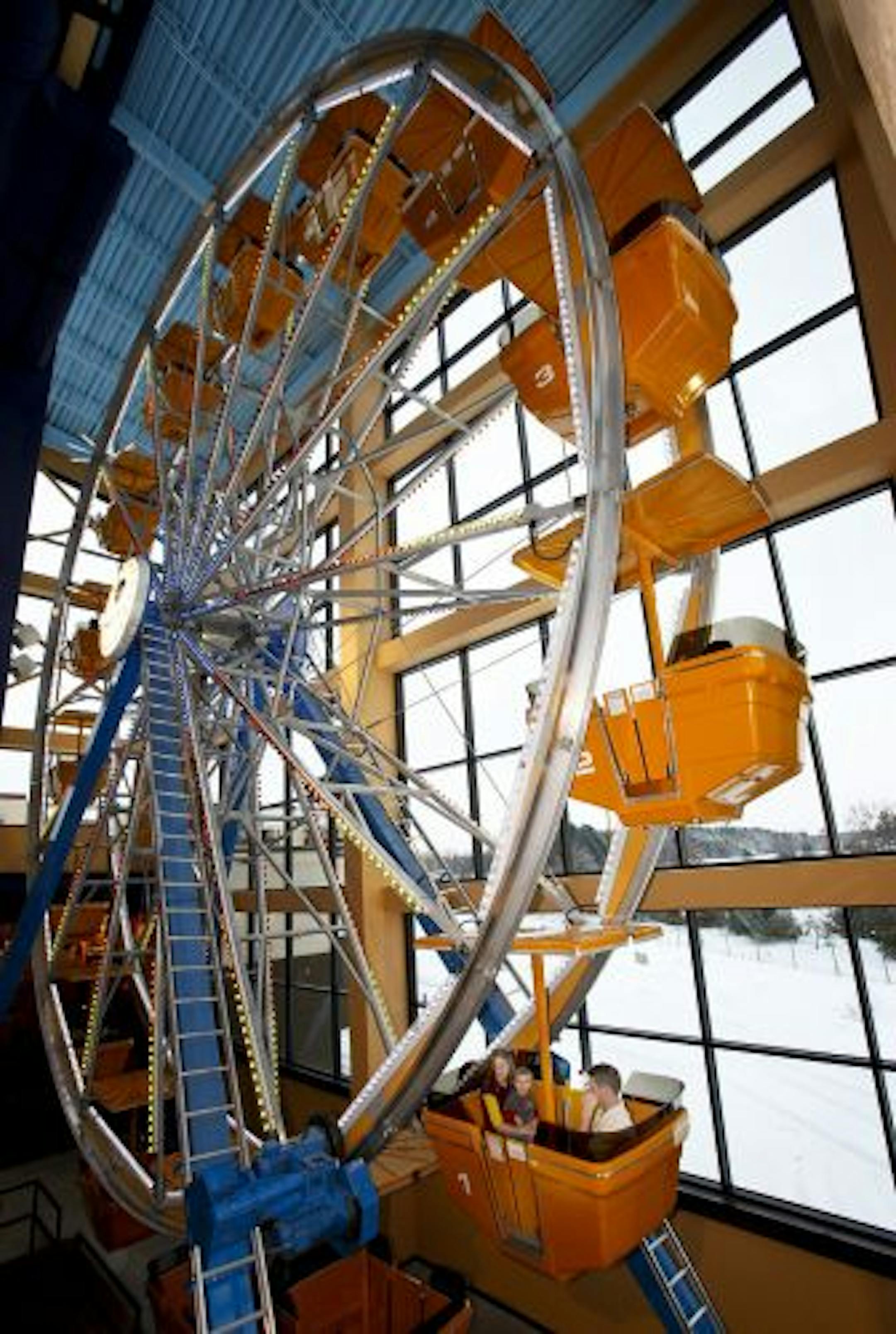Don't worry about running out of activities at Kalahari's new Indoor Theme Park. The mega resort now includes a ferris wheel, carousel, ropes course, bowling alley, 18-hole miniature golf course, laser tag arena; climbing wall, two full-swing golf simulators and a two-story go-kart track.