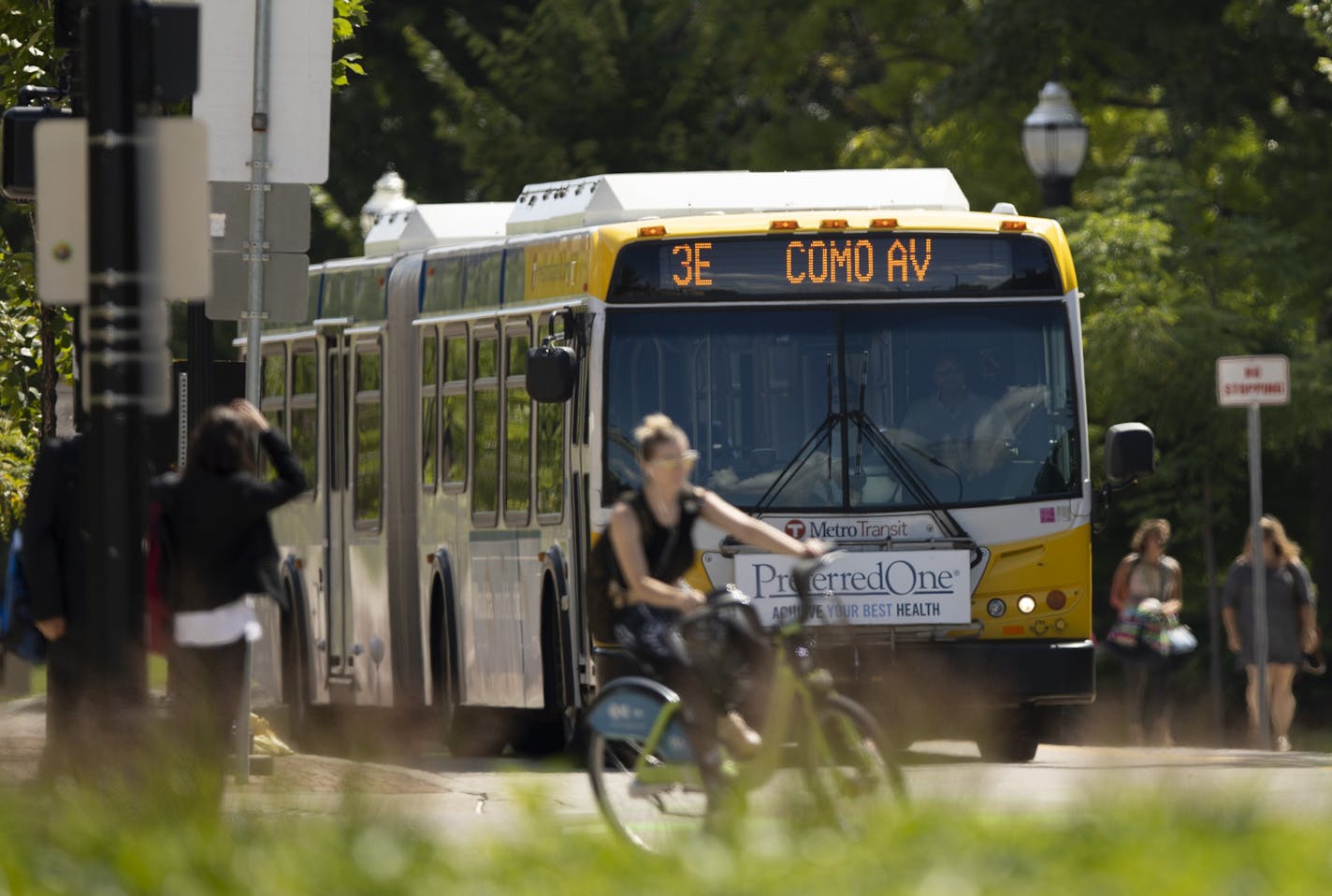 A Route 3 bus on the University of Minnesota campus on Tuesday afternoon.