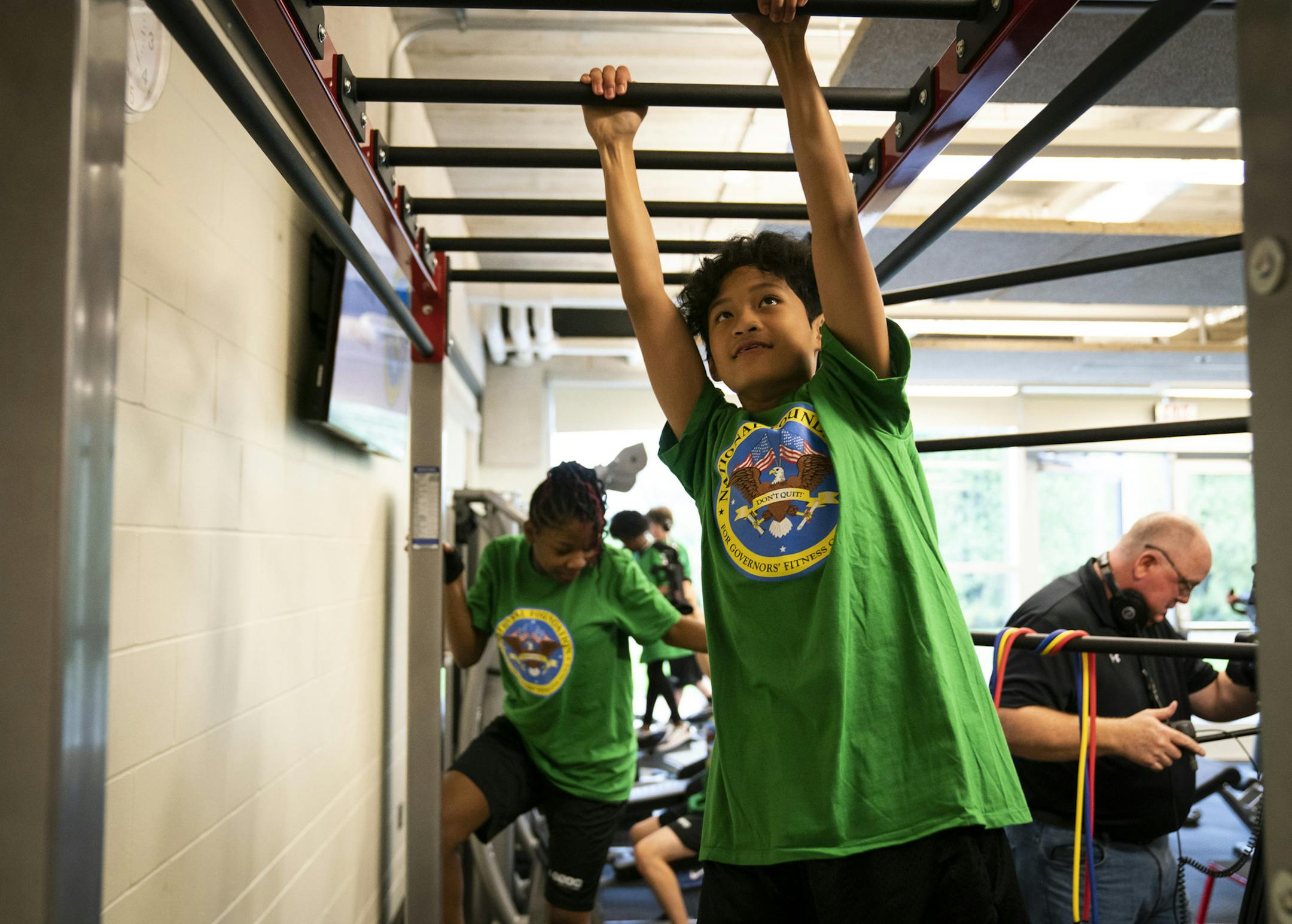 Liam Paguyo is a sixth-grader at the school, which received the center as a gift from the National Foundation for Governors' Fitness Councils.