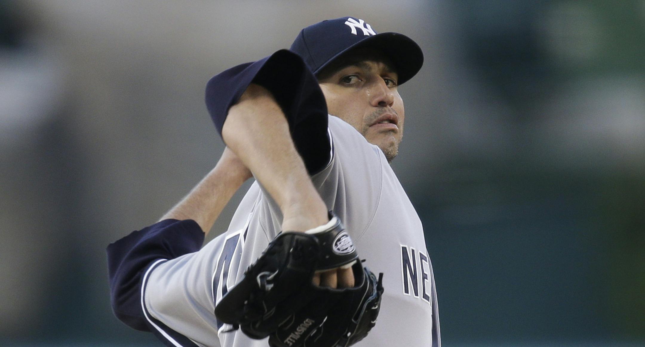 New York Yankees starting pitcher Andy Pettitte throws during the first inning of a baseball game against the Los Angeles Angels in Anaheim, Calif., Friday, June 14, 2013. (AP Photo/Jae C. Hong) ORG XMIT: MIN2013063018211288