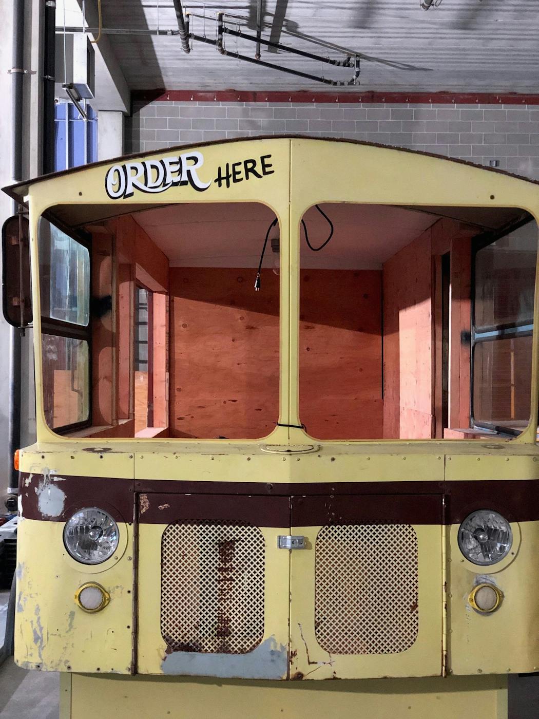 A 1920s trolley will become an ordering counter and DJ booth at Bus Stop Brewhouse in Minneapolis.