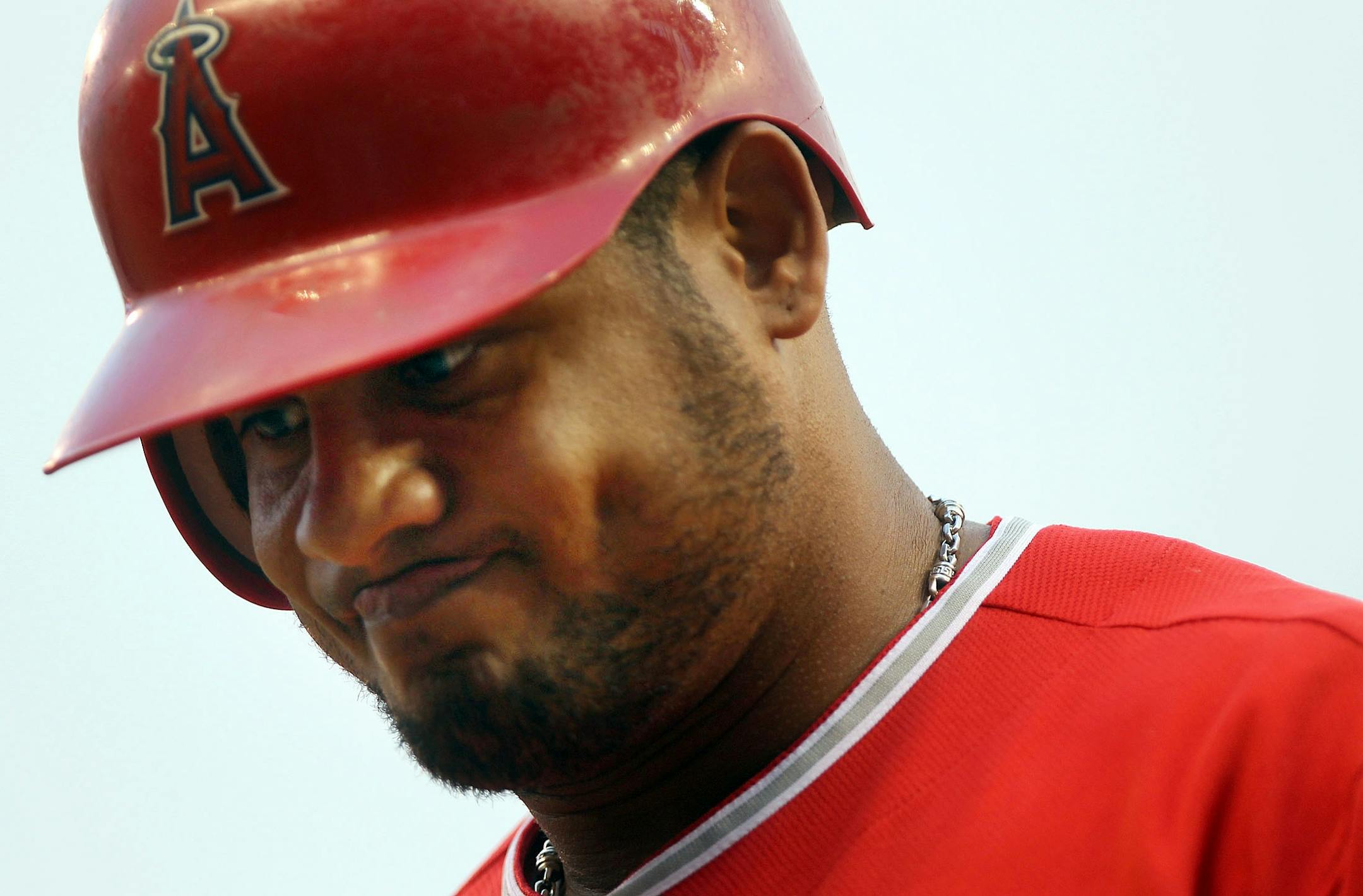 The Angels leadoff batter Bobby Abreu expresses his feelings about striking out off of Twins starter Brian Duensing to start the game.