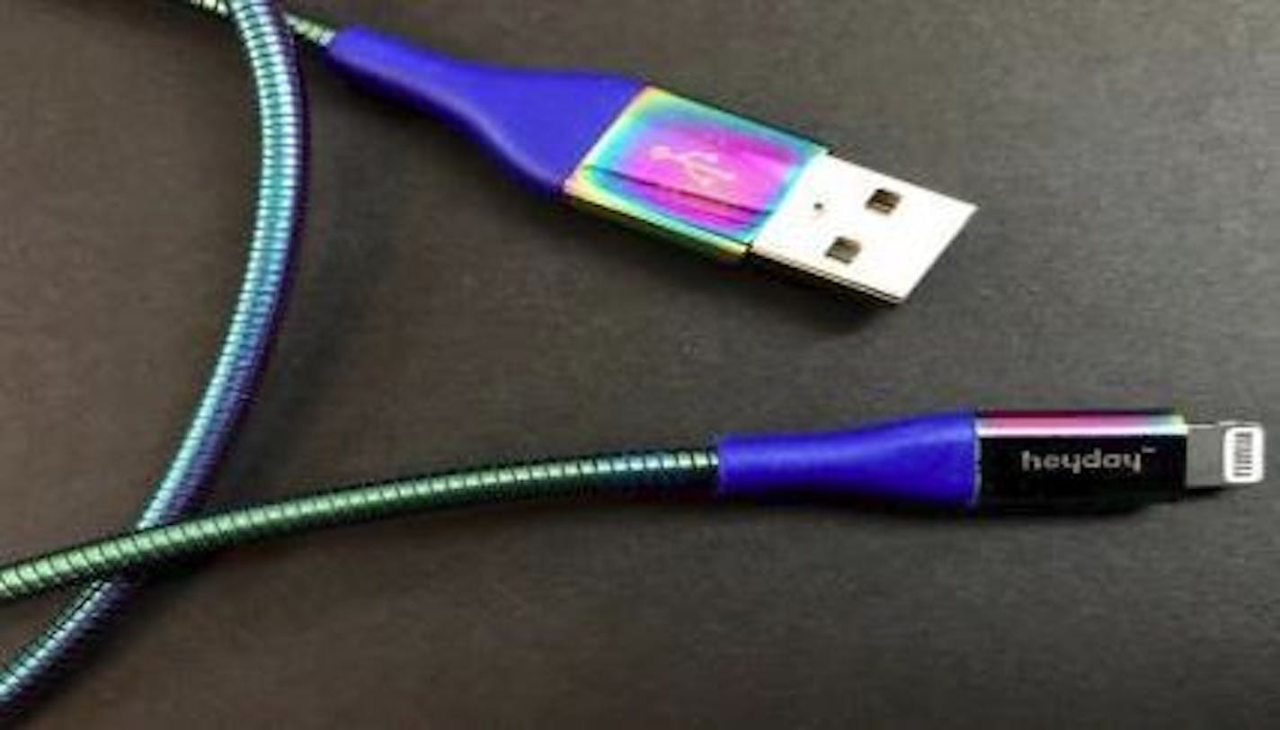 The recall, announced Wednesday by the U.S. Consumer Product Safety Commission, covers 90,000 of the cables with the brand name &#x201c;heyday&#x201d; printed on them. Credit: CPSC