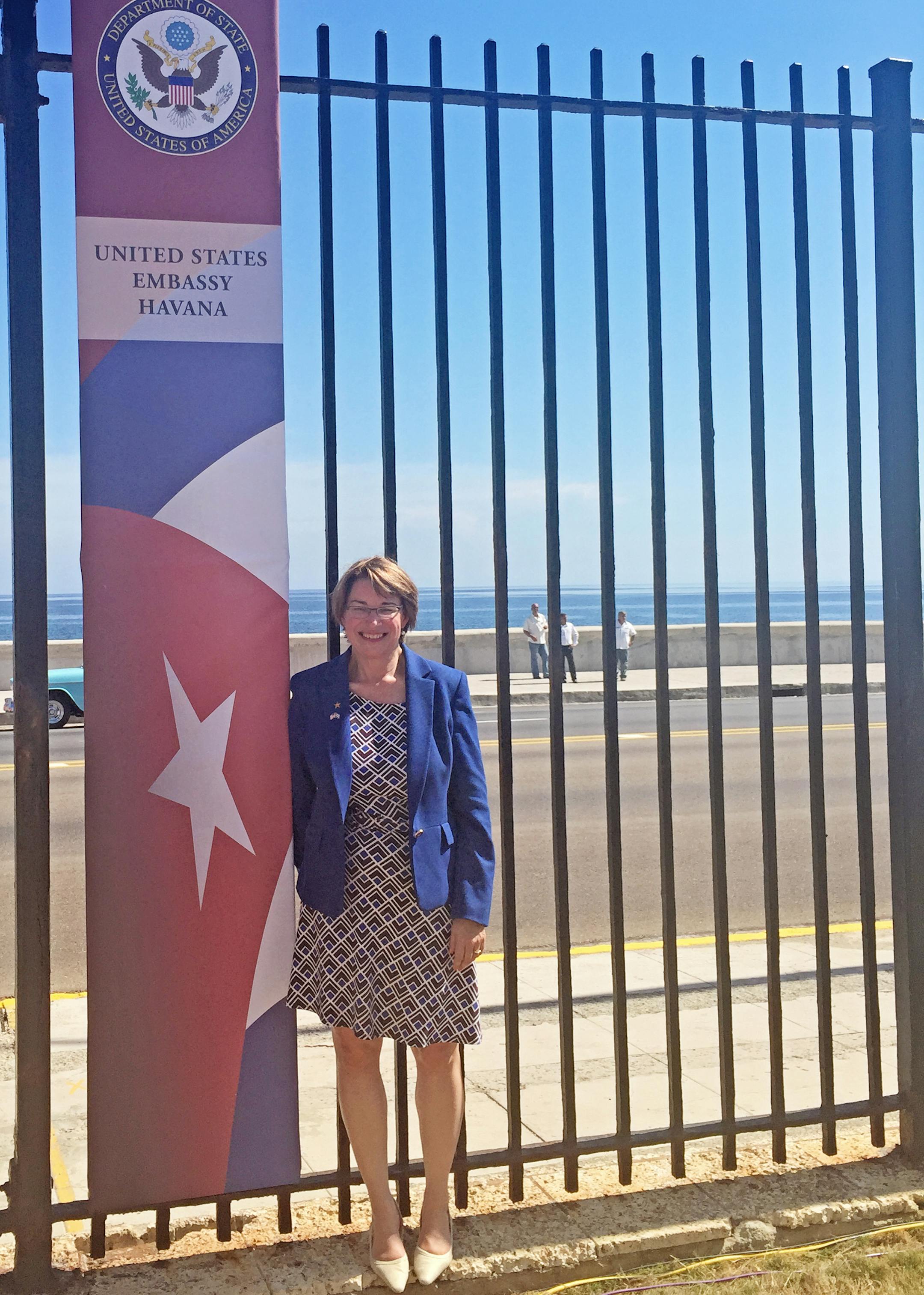 Sen. Amy Klobuchar at the U.S. Embassy in Havana.