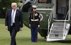 President Donald Trump arrives on Marine One on the South Lawn of the White House in Washington, Saturday, May 13, 2017, as he returns from speaking i