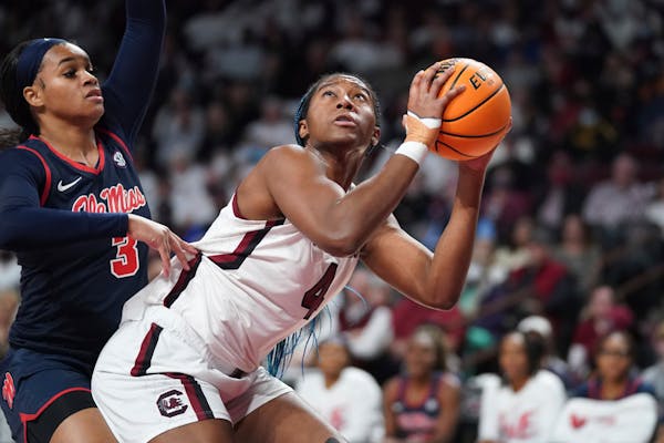 South Carolina forward Aliyah Boston is shooting 60% from the field and plays superb defense for the No. 1 Gamecocks.