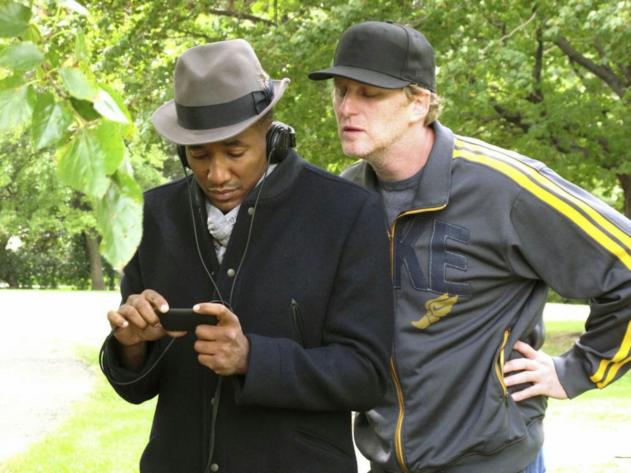 Left to Right: Q-Tip and Michael Rapaport (director) on set of "Beats, Rhymes & Life: The Travels of A Tribe Called Quest." Photo by Debra Koffler, Courtesy of Sony Pictures Classics