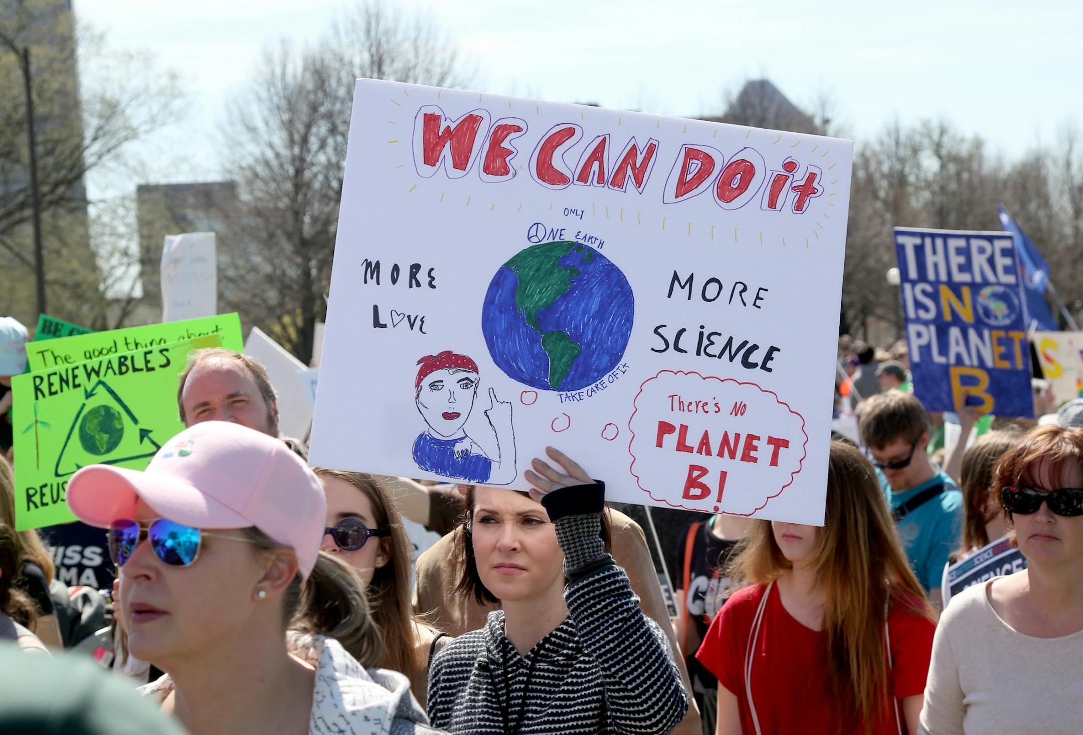 March for Science moved from the start at Cathedral Hill Park to State Capitol, with an estimated 10,000 or more joining to champion the role of science in American life. Here, science supporters moved towards the Capitol Saturday, April 22, 2017, in St. Paul, MN.