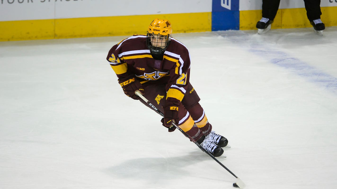 Gophers hockey player Nathan Burke during an game on Oct. 11 in Colorado Springs.