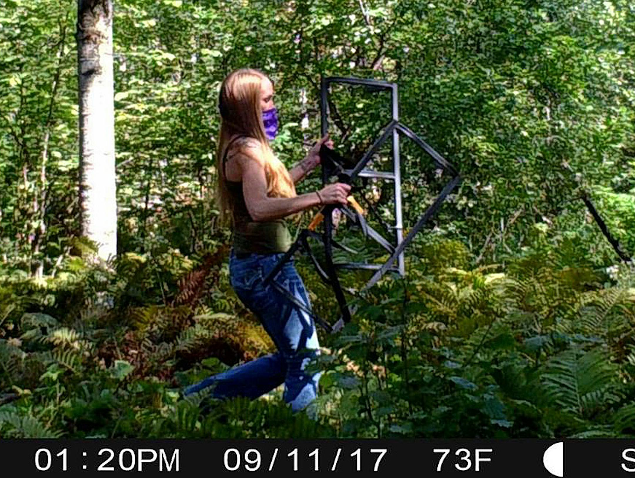 Photographs of at least two thieves in action were posted to the Duluth Police Department's Facebook page. This is a crop from one of the photos. ] 10/11/2017