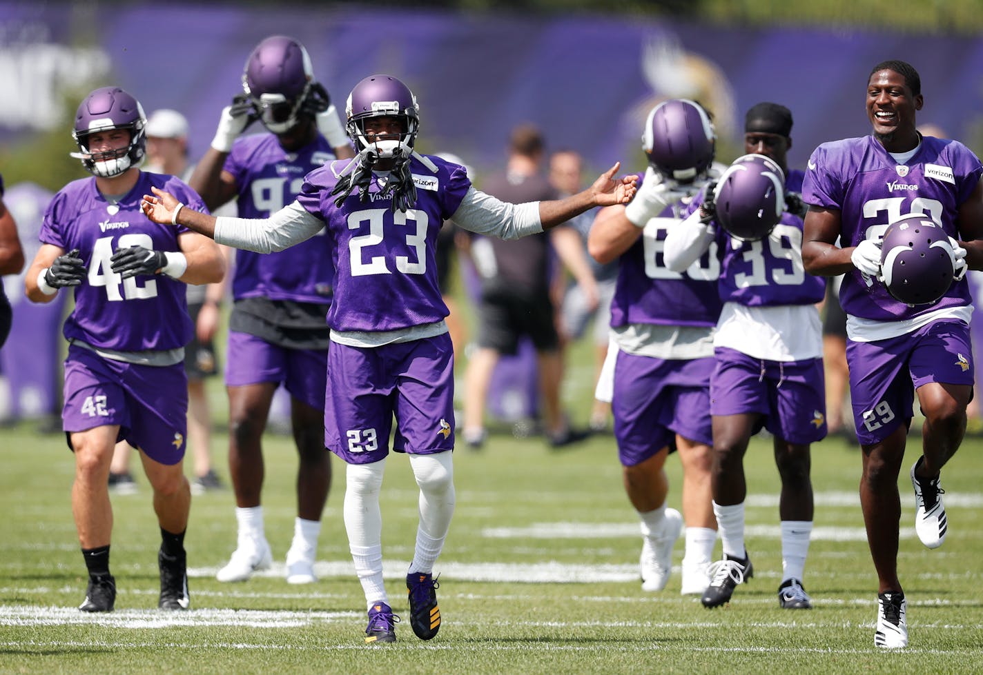 Vikings defensive back Terence Newman (23) during training camp at TCO Performance center on Saturday.