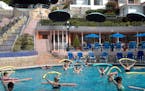 Water aerobics is offered daily at Spa Ixtapan in Ixtapan, Mexico.