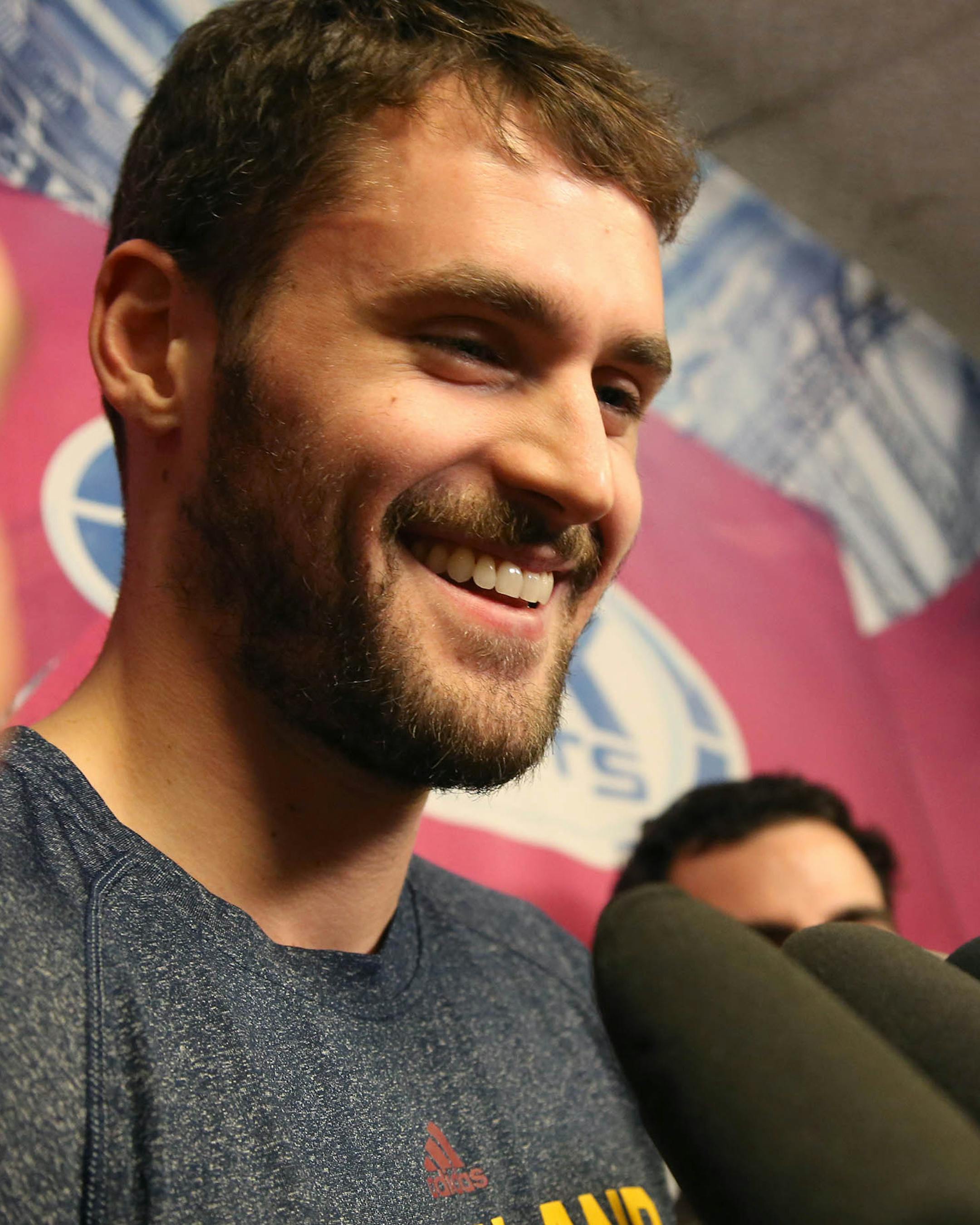 Former Timberwolves' player Kevin Love talked with the media during a press conference before the game. ] (KYNDELL HARKNESS/STAR TRIBUNE) kyndell.harkness@startribune.com Timberwolves vs Cleveland at the Target Center in Minneapolis Min., Saturday, January 31, 2015.