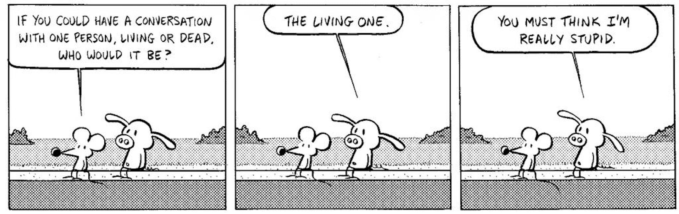 Example of comic strip, "Pearls Before Swine," by Stephan Pastis.
