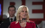 U.S. Senate candidate Karin Housley gave her concession speech Tuesday, Nov. 6, 2018, in Bloomington, Minn. Housley and other statewide GOP candidates