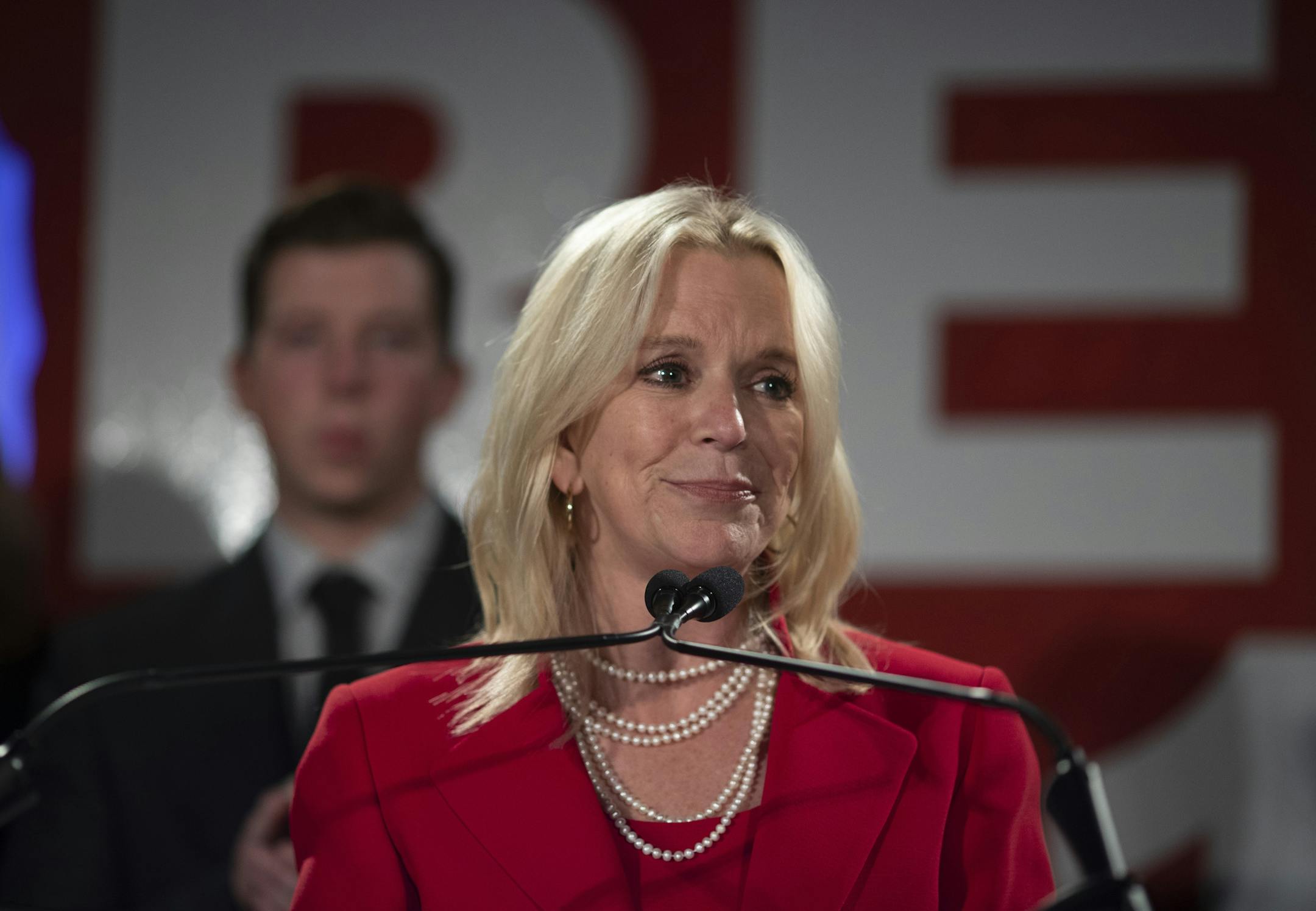 U.S. Senate candidate Karin Housley gave her concession speech Tuesday, Nov. 6, 2018, in Bloomington, Minn. Housley and other statewide GOP candidates were not able to break the party's 12-year losing streak in statewide races. (Jerry Holt/Star Tribune)