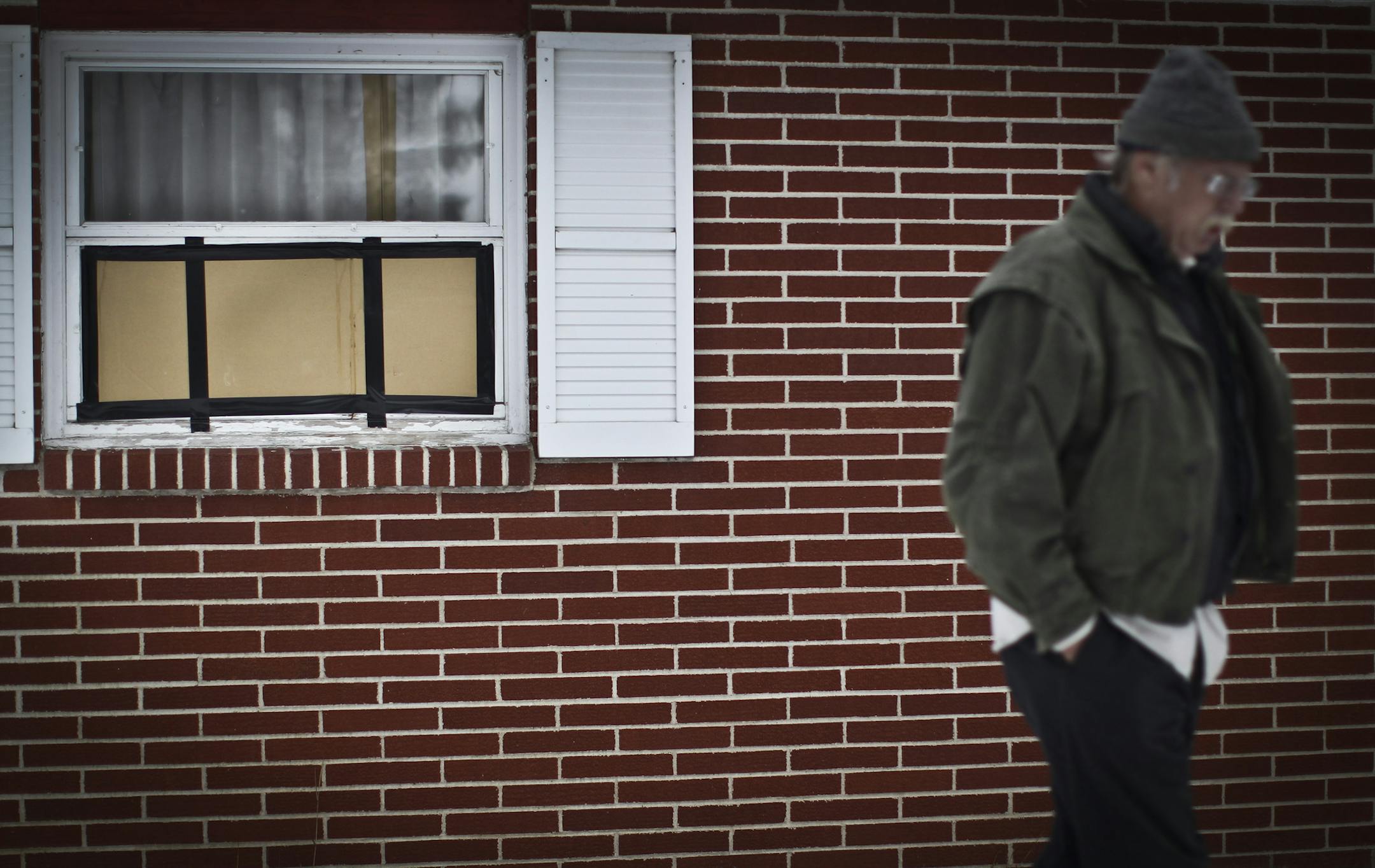 Byron David Smith's brother walked past the bedroom window of Byron's home where Nick Brady, 17, and Cousin Haile Kifer, 18, allegedly broke in before they were shot and killed by Byron on Thanksgiving day. This photograph was taken in Little Falls, Minn., Sunday, November 25, 2012. ] (RENEE JONES SCHNEIDER • reneejones@startribune.com) Brother doesn't want his name used ORG XMIT: MIN1211251710430130