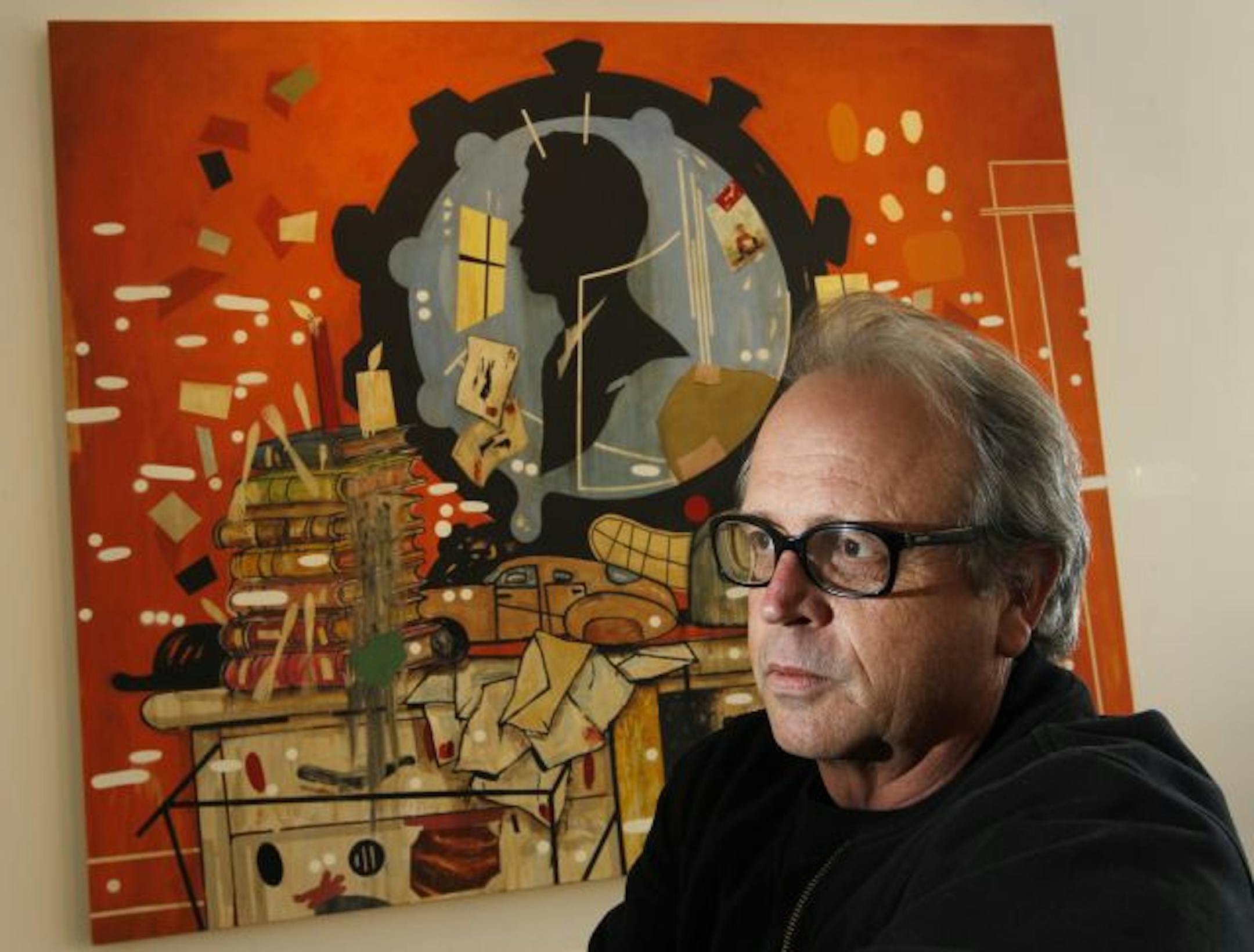 T.L. Solien with his painting "Boy's Life," now showing at Bockley Gallery in Minneapolis.