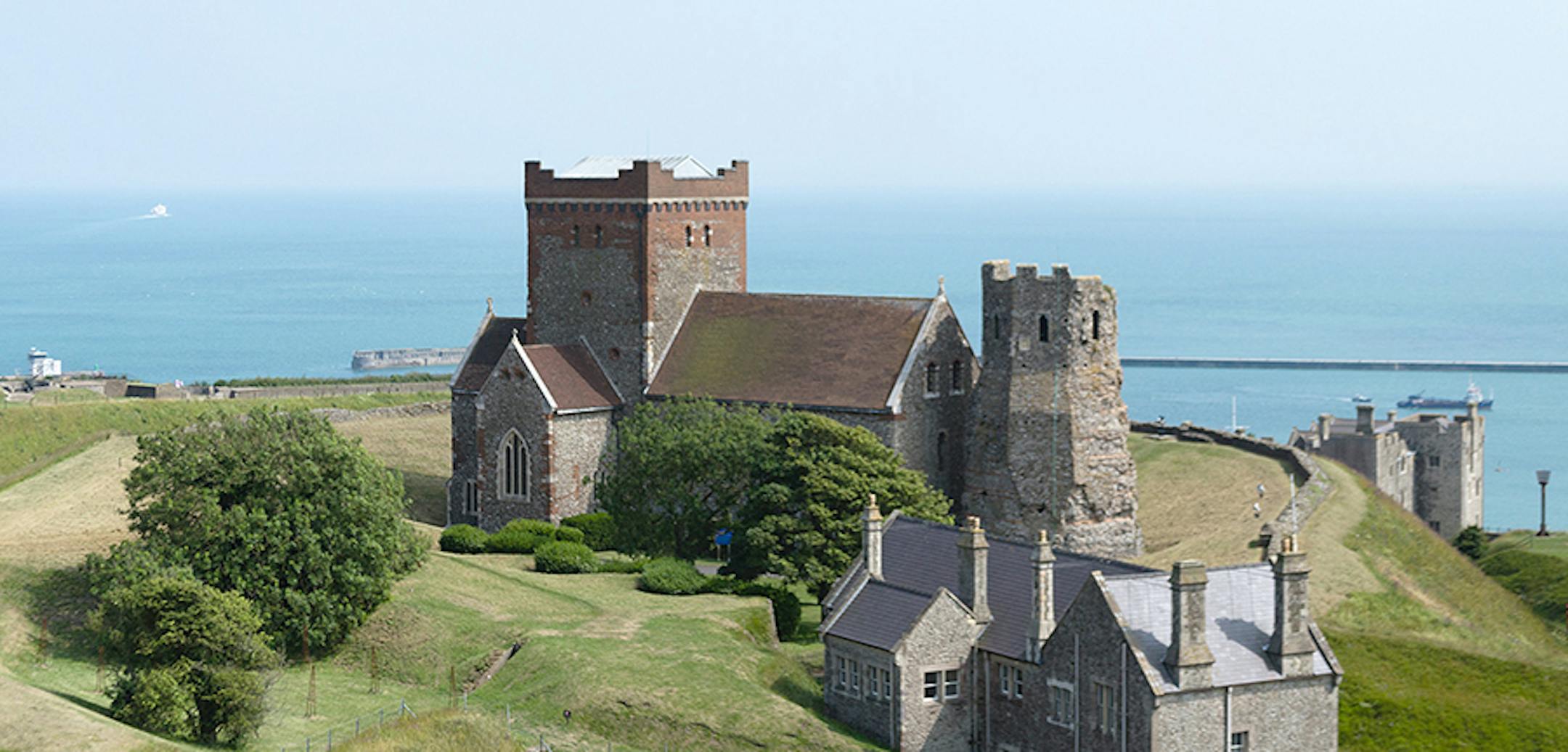 Part of Dover Castle and the English Channel beyond. Photo by Eleaner Loos