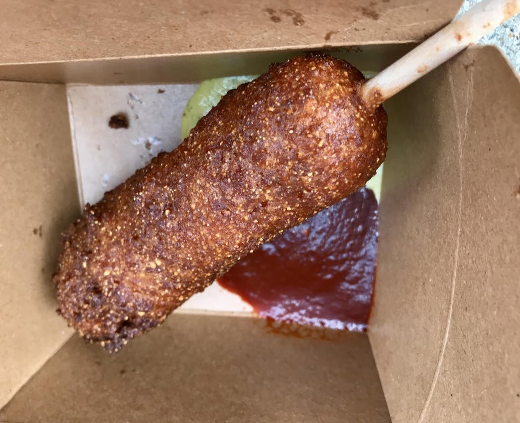 Corn dog from Cafe Alma in Minneapolis. Photo by Rick Nelson