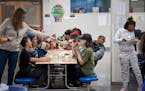Fifth graders ate school lunch at Champlin-Brooklyn Park Academy Friday, Feb. 17, 2023 Champlin, Minn. ] GLEN STUBBE • glen.stubbe@startribune.com