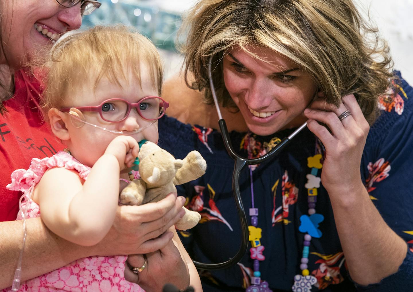 ] LEILA NAVIDI &#x2022; leila.navidi@startribune.com BACKGROUND INFORMATION: Heart donor recipient Lola Bond, 16 months, and her grandparents Margaret Bond Vorel and Jeffrey Vorel met with Brooke Eaton, the mother of Lola's heart donor Cazmirr &#x201c;Cash&#x201d; Landers, who drowned in a pool in September 2018 and died after six days in the hospital. The families met for the first time at University of Minnesota Masonic Children's Hospital in Minneapolis on Wednesday, July 31, 2019.