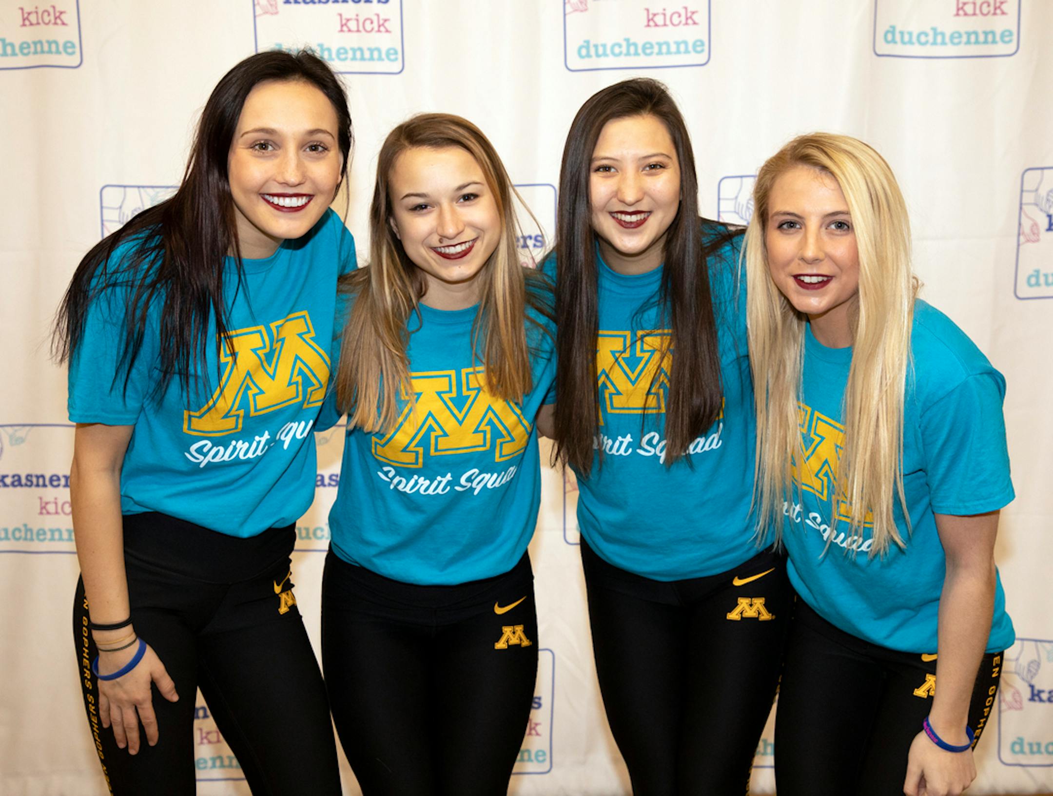 University of Minnesota co-ed cheer team members Izzy Wilson, Grace Camilleri, Olivia Young and Annika Settergren.