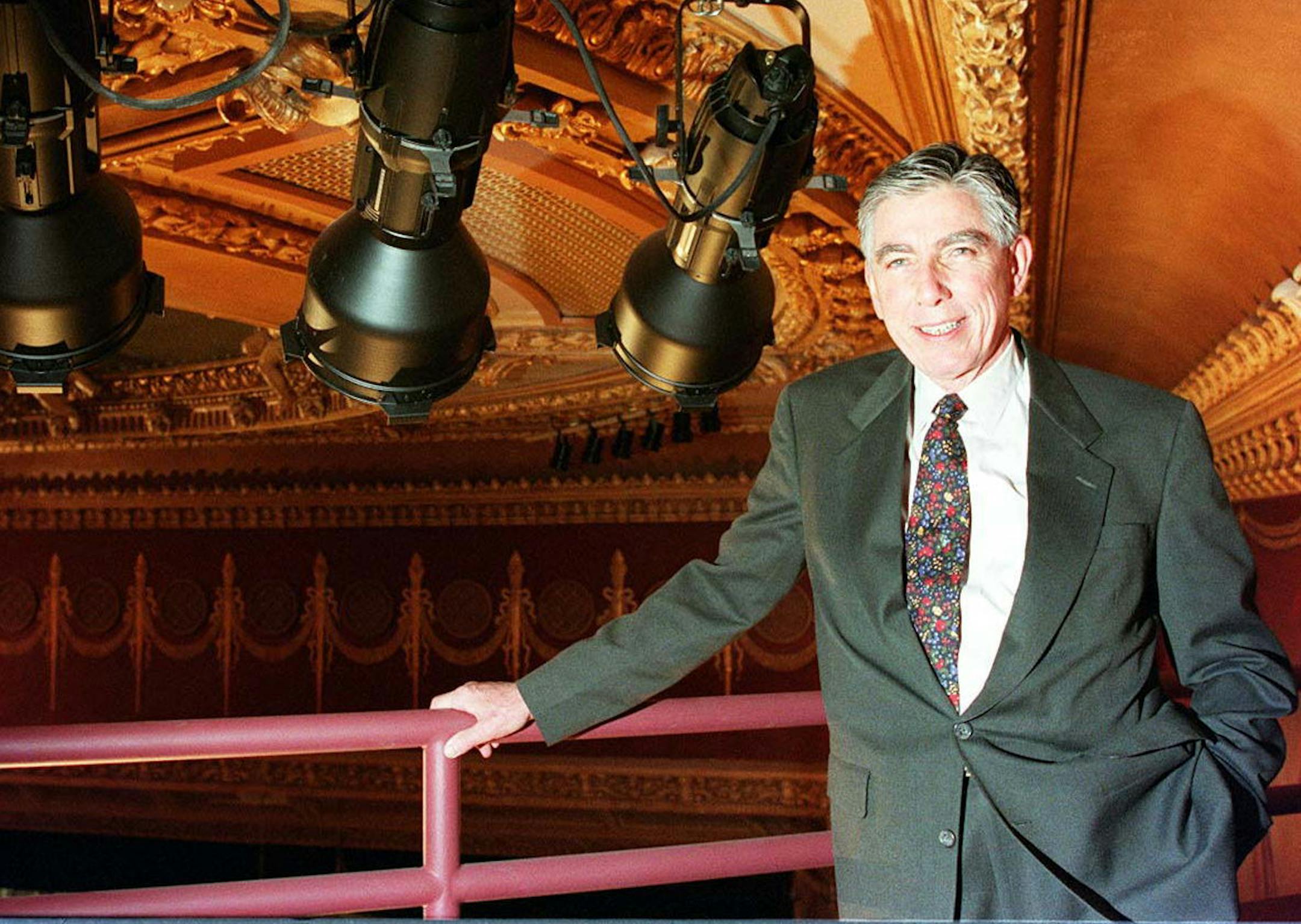 FILE — Architect Hugh Hardy at the New Victory Theater in New York, Dec. 7, 1995. Hugh Hardy, an architect who breathed exuberant new life into some of New York City’s most storied theatrical landmarks, died on March 16, 2017 in Manhattan. He was 84. (Fred R. Conrad/The New York Times)