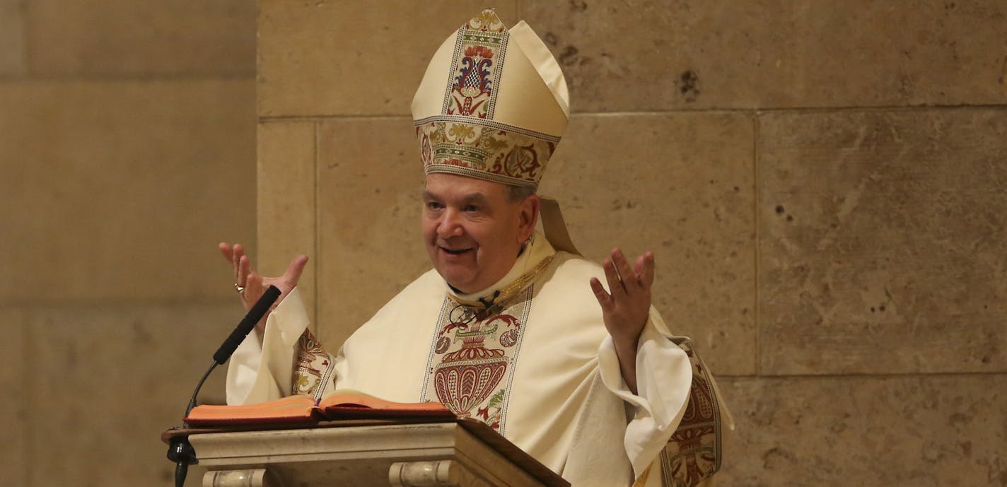 Before beginning his Homily Thursday evening at the Cathedral of St. Paul, the Most Rev. Bernard Hebda remarked that while he has been serving as Acting Archbishop of the Archdiocese of St. Paul and Minneapolis, he would often look at the Archbishop's empty chair and wonder to himself who would be sitting in it. ] JEFF WHEELER &#xef; jeff.wheeler@startribune.com The Most Rev. Bernard Hebda was named Archbishop of the Archdiocese of St. Paul and Minneapolis by Pope Francis Thursday. Thursday even