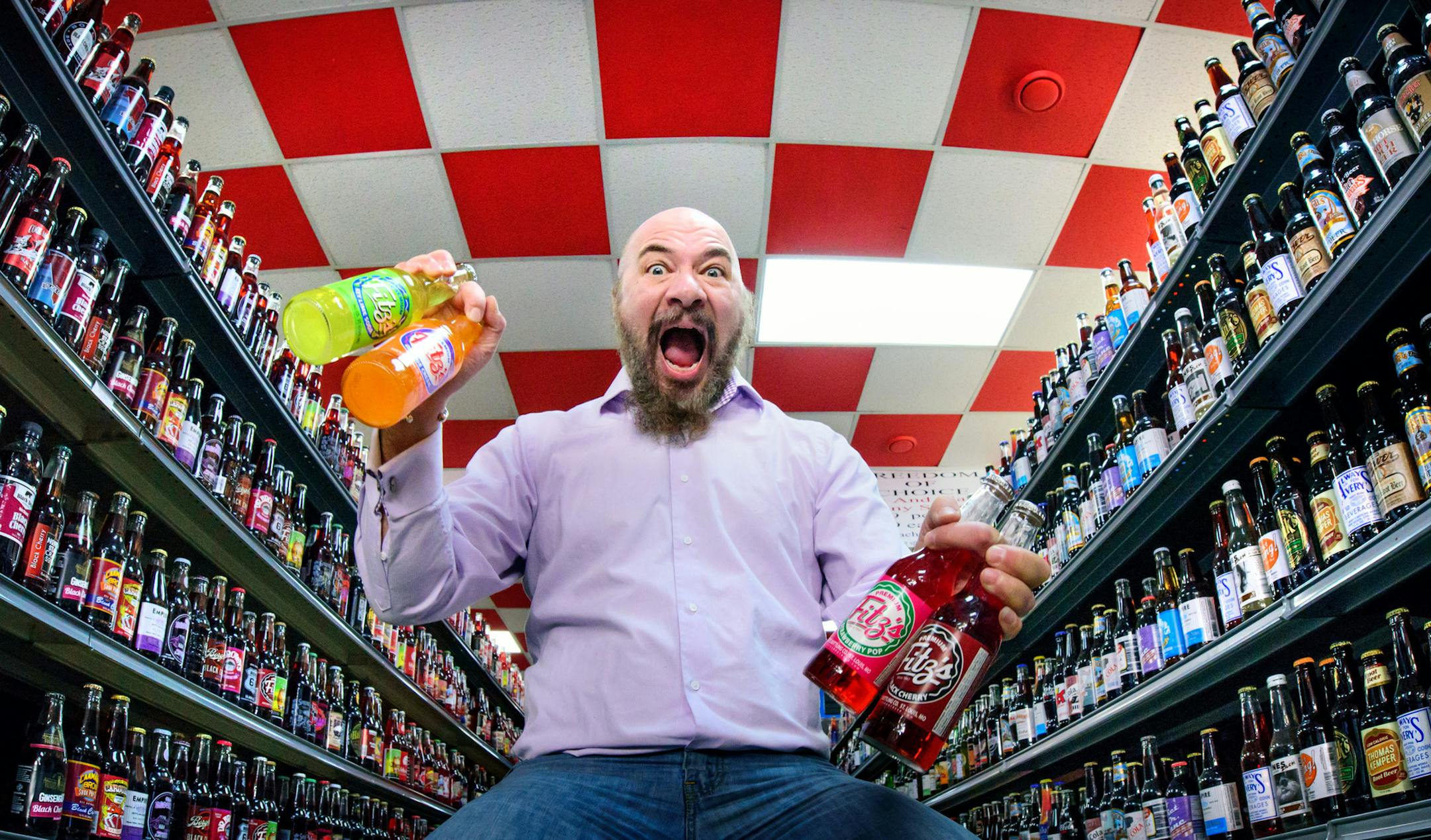 Blue Sun Soda Shop owner Mark Lazarchic. ] GLEN STUBBE * gstubbe@startribune.com Wednesday, March 2, 2016 Soda pop appears to be wading into the same artisan waters as craft beer. Regional producers and a local retail store specializing in more than 1,300 sodas and vintage candy are popping up at Blue Sun Soda Shop in Spring Lake Park which claims the title Largest Soda Shop in the World.
