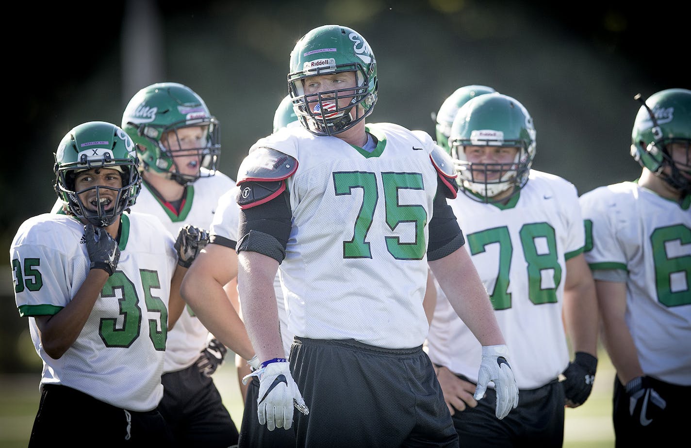 Edina offensive lineman Quinn Carroll (75) chose Notre Dame over the Gophers.