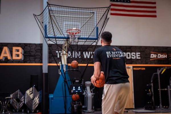 The Dr. Dish headquarters are in Bloomington. The basketball shooting practice device is used by thousands of teams from high schools to the pros.